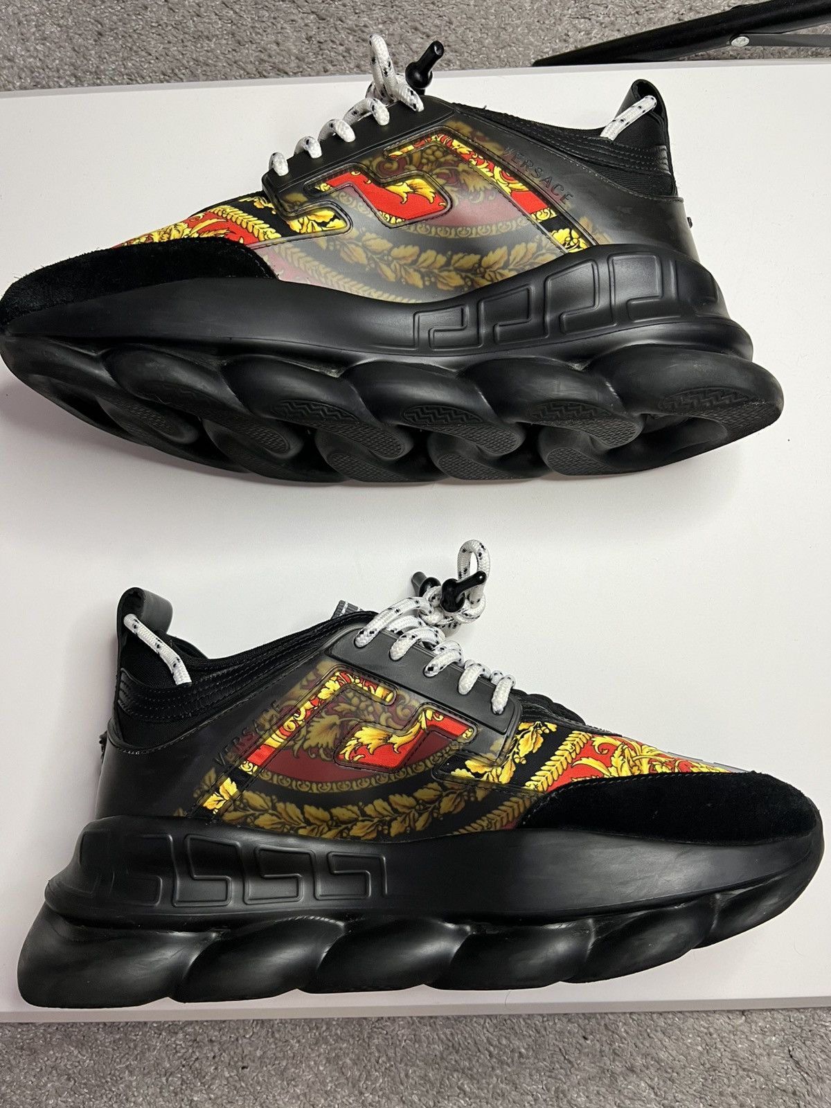 Versace Versace Chain Reaction Barocco Print Black Gold Size US 10 / EU 43 - 2 Thumbnail