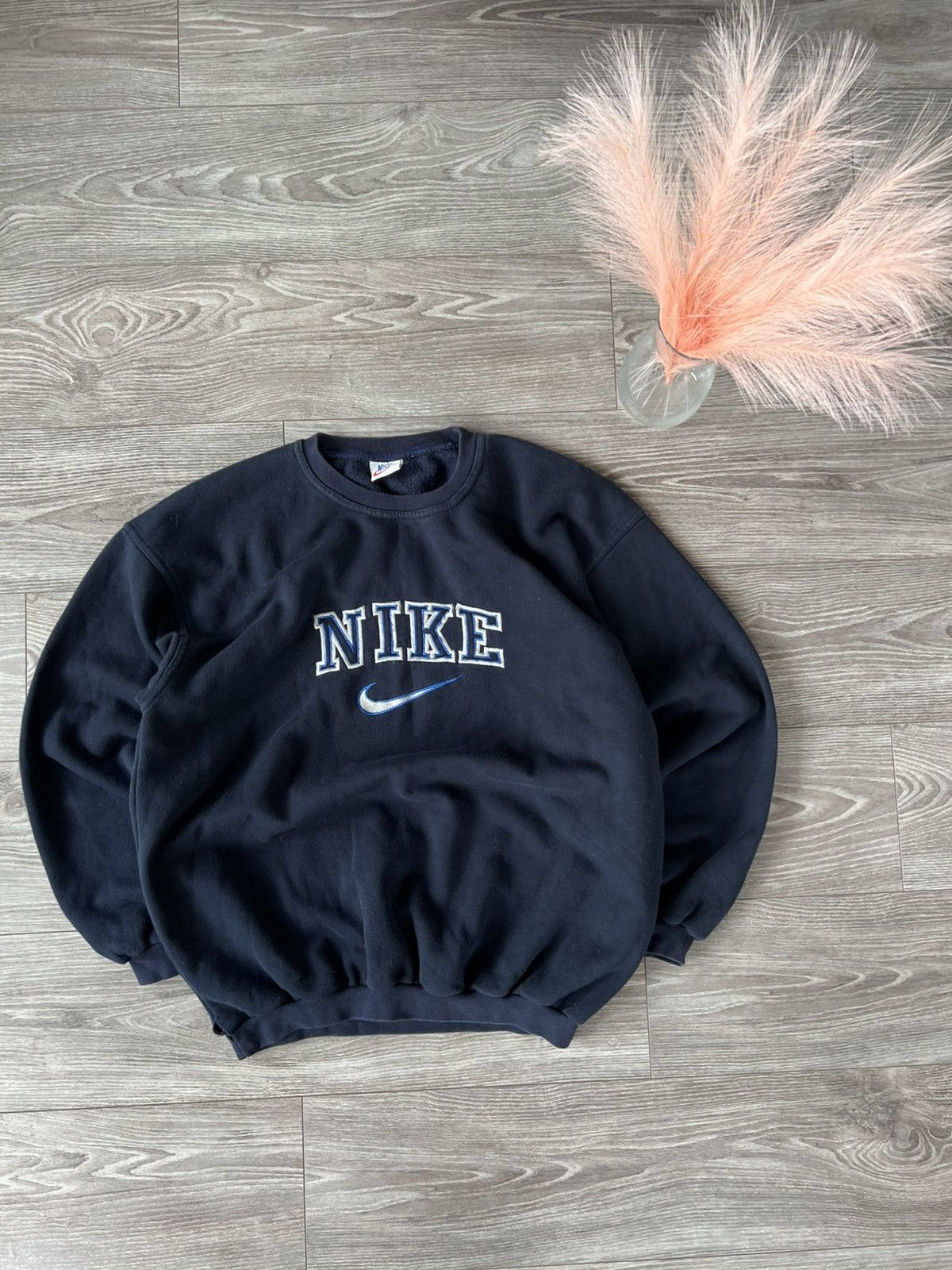 Other Vintage Nike Knit Central Logo Oversize Crew Neck Sweatshirt Size US L / EU 52-54 / 3 - 4 Thumbnail