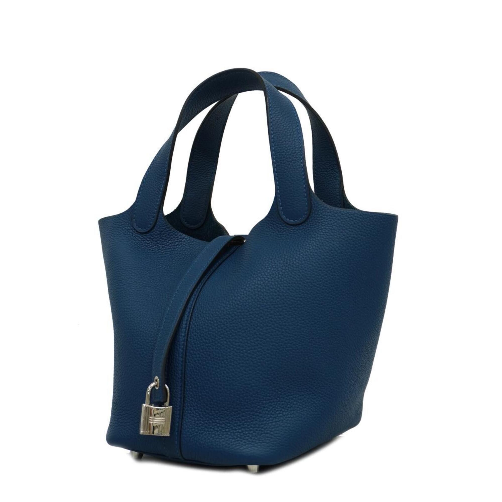 image of Hermes Handbag Picotan Lock Pm Z Engraved Taurillon Maurice Deep Blue Ladies, Women's