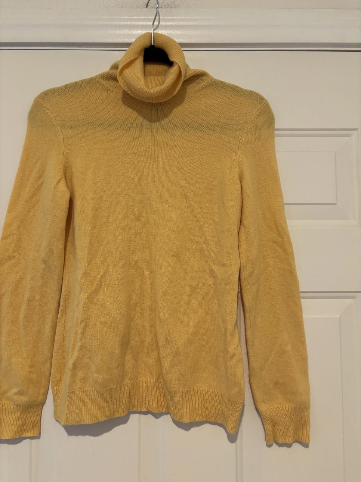 Charter Club Womens sz L yellow RL Bergdorf Goodman cashmere sweater #635 Size L / US 10 / IT 46 - 1 Preview