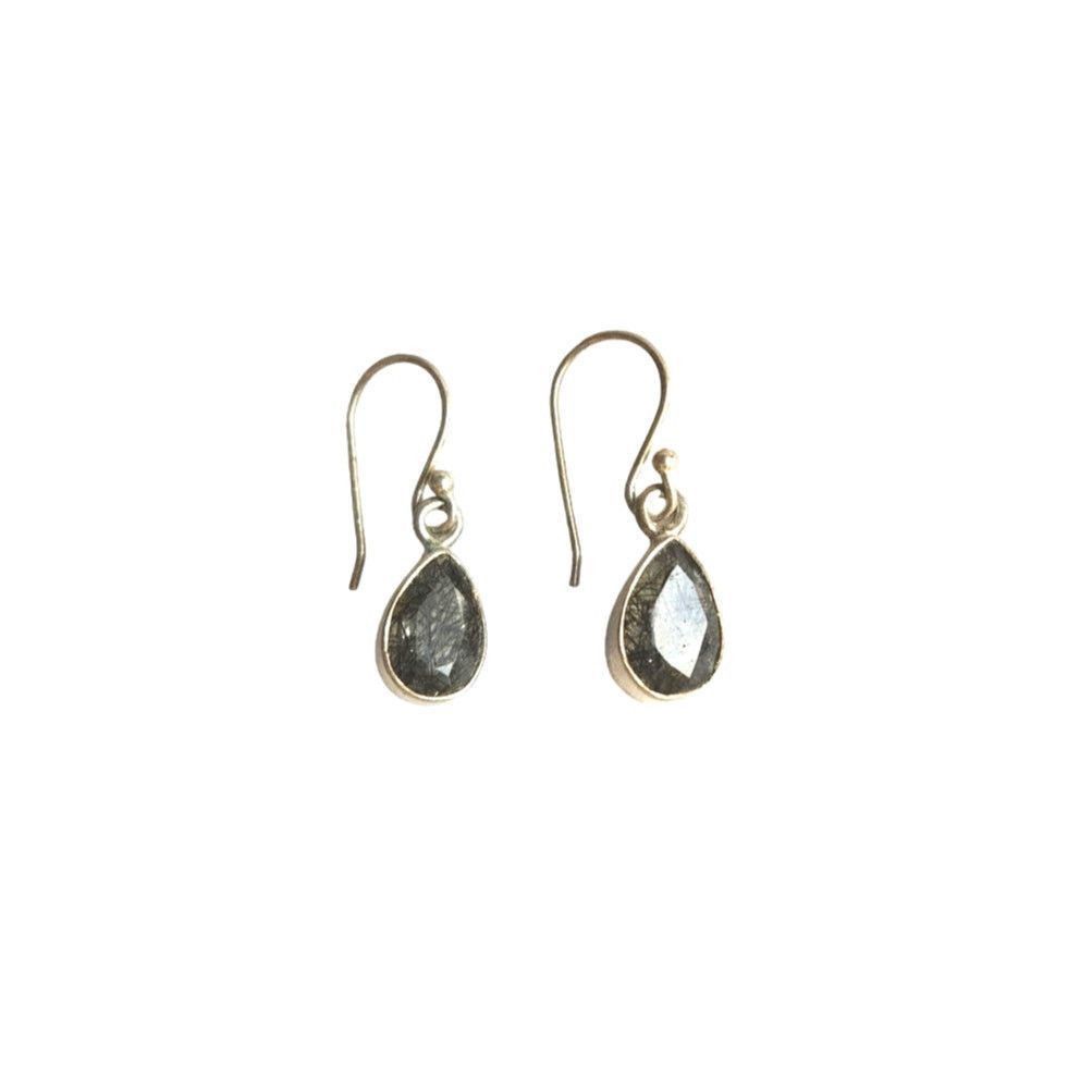 The Unbranded Brand Black Tourmalinated Quartz Sterling Silver Earrings 925 Size ONE SIZE - 2 Thumbnail