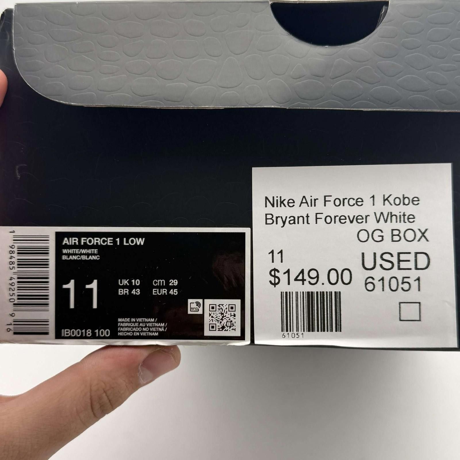 Nike Nike Air Force 1 Kobe Bryant Forever White OG Box Size US 11 / EU 44 - 7 Thumbnail