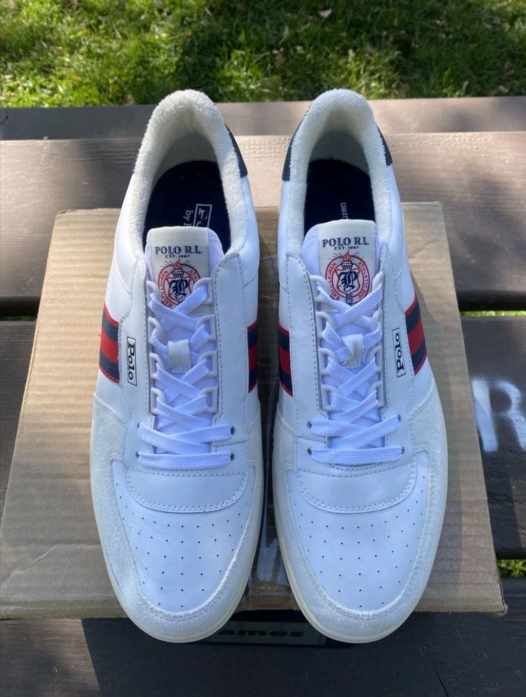 Ralph Lauren Ralph Lauren Polo Court Sneakers White Navy Red Retro 004 Size US 11.5 / EU 44-45 - 2 Thumbnail