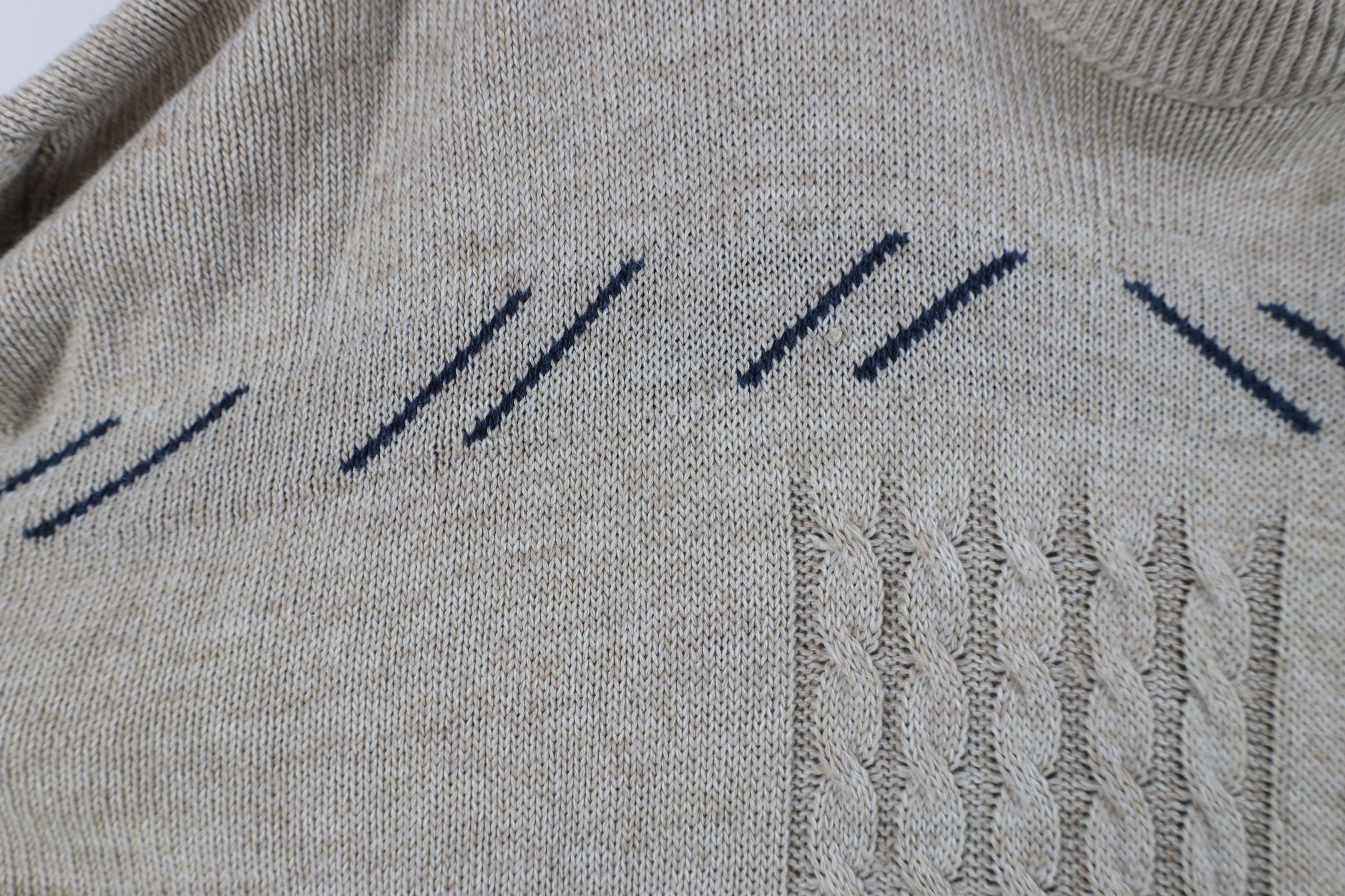 Vintage Vintage 90s Streetwear Geometric Cable Knit Sweater Beige Size US L / EU 52-54 / 3 - 7 Thumbnail