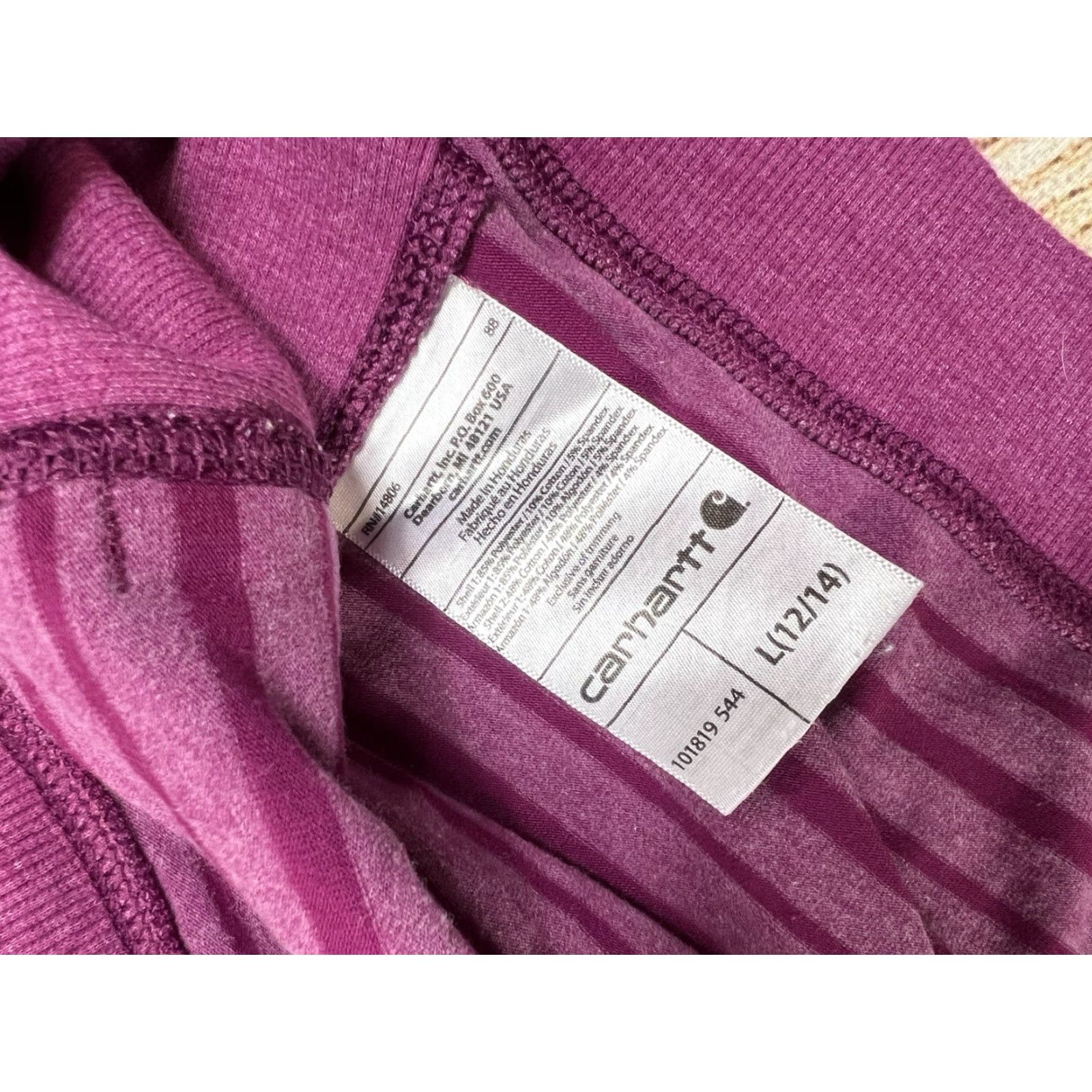 Carhartt VINTAGE Carhartt Hoodie Full Zip Women L Purple Striped Hooded Pockets Activewear for Women Size L / US 10 / IT 46 - 7 Thumbnail