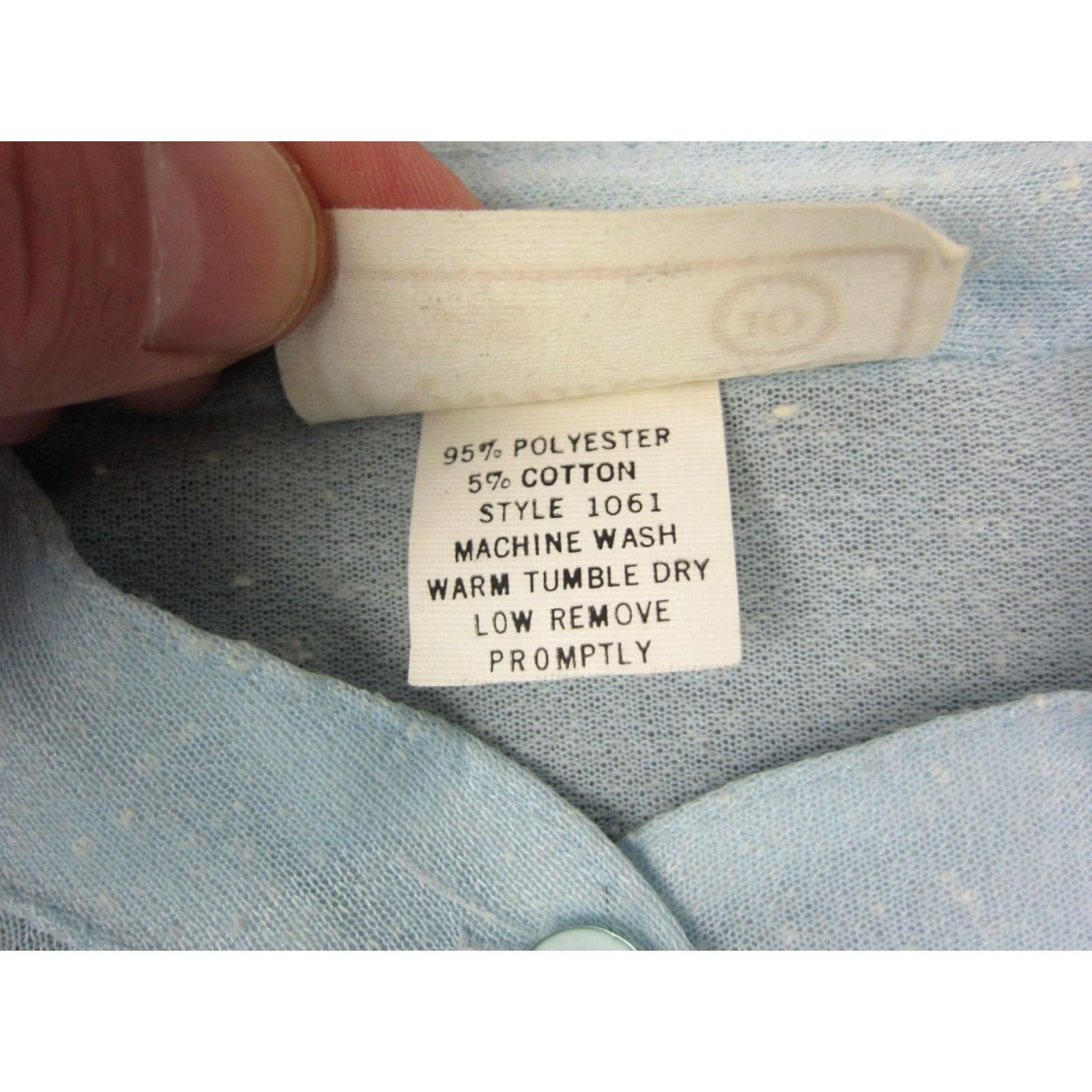 Vintage True Vintage Knitmakers Shirt Womens Petite 10P Blue Cap Sleeve Mandarin Collar Size L / US 10 / IT 46 - 4 Thumbnail