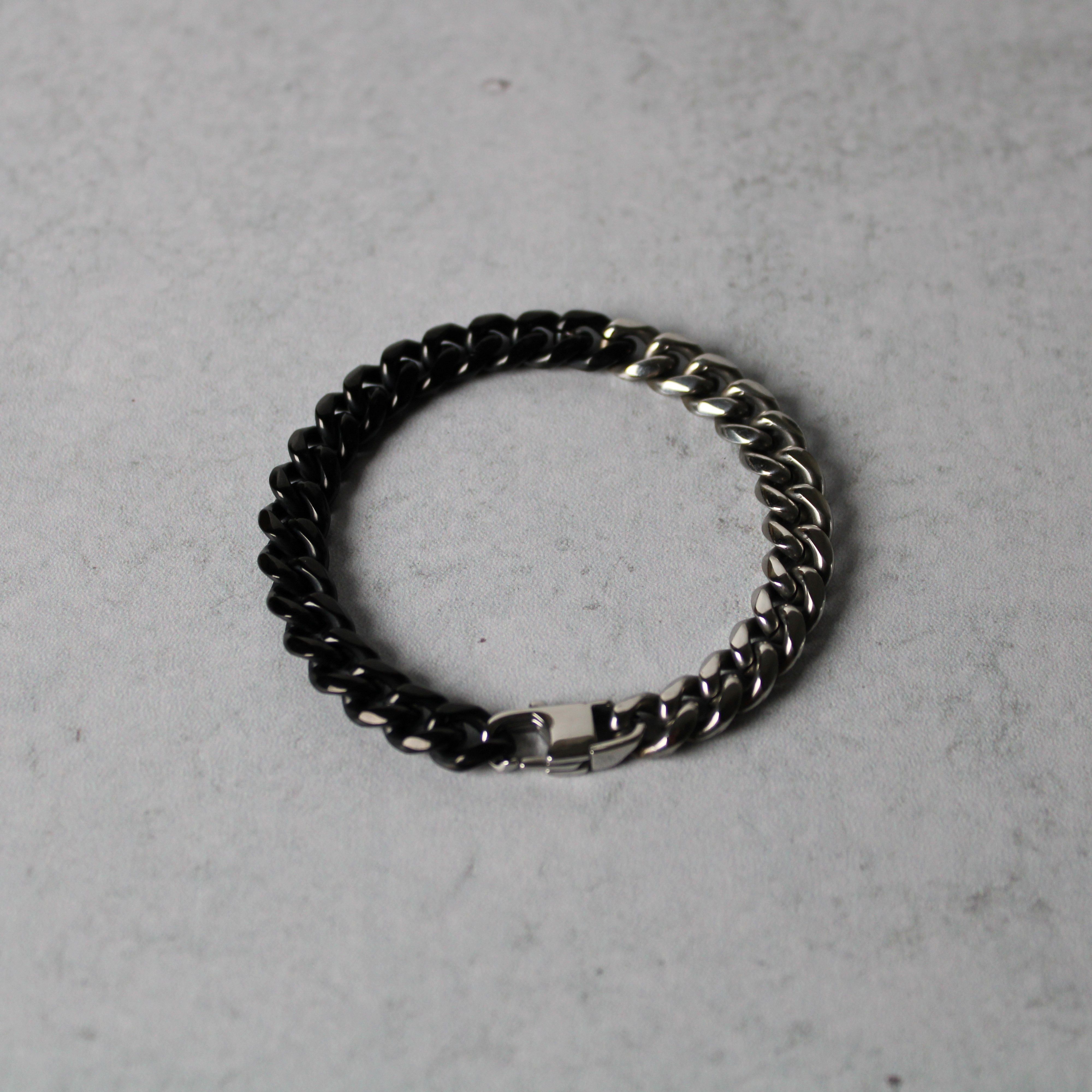 Jewelry Silver/Black 8mm Cuban Link Bracelet 7" 8" Size ONE SIZE - 3 Thumbnail