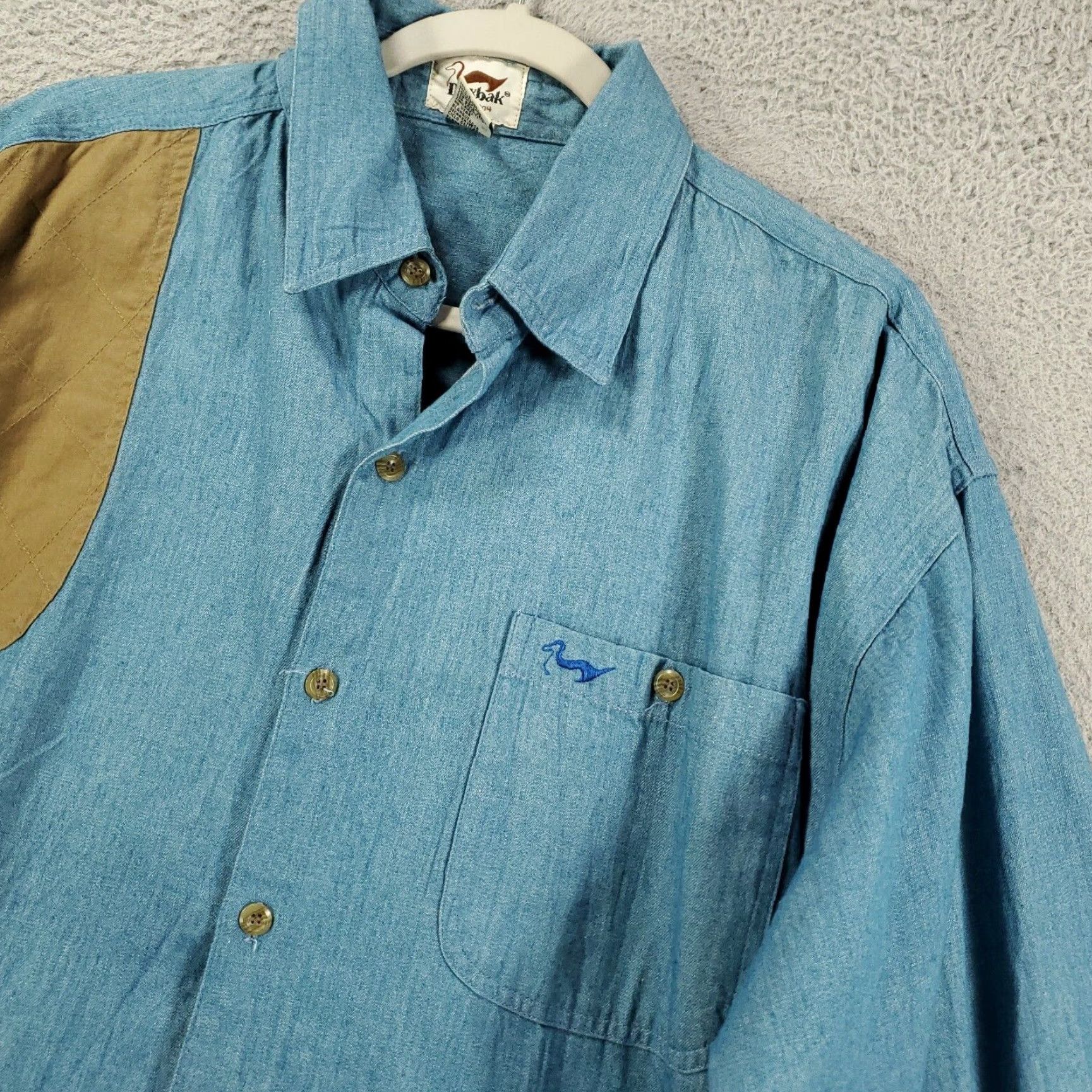Vintage VINTAGE Duxbak Shooting Shirt XL Blue Long Sleeve Button-Up Outdoor Mens Size US XL / EU 56 / 4 - 2 Thumbnail