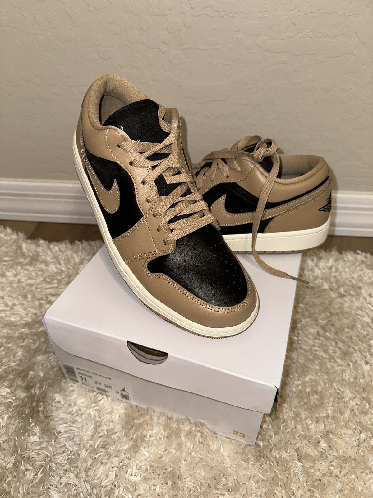 image of Nike Jordan 1 Low ‘Desert’ Shoes in Brown, Women's (Size 11)