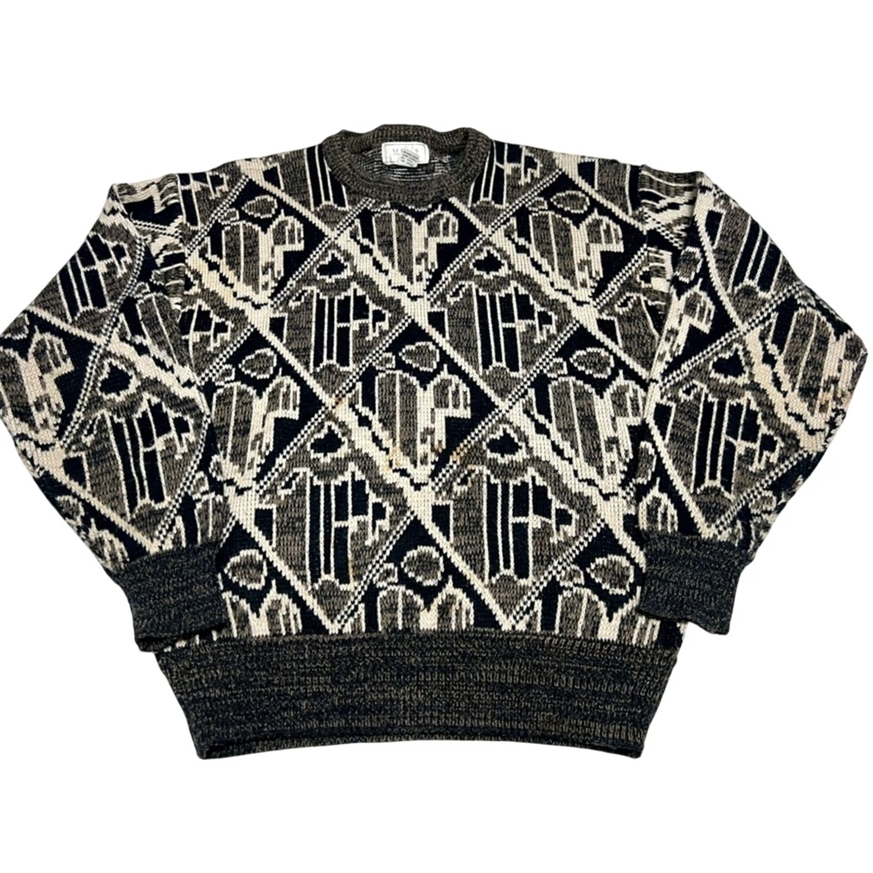 Sears VINTAGE The Mens Store Sears Sweater Pullover Medium Black Geometric Coogi Print Mens Shirt Size US M / EU 48-50 / 2 - 2 Thumbnail