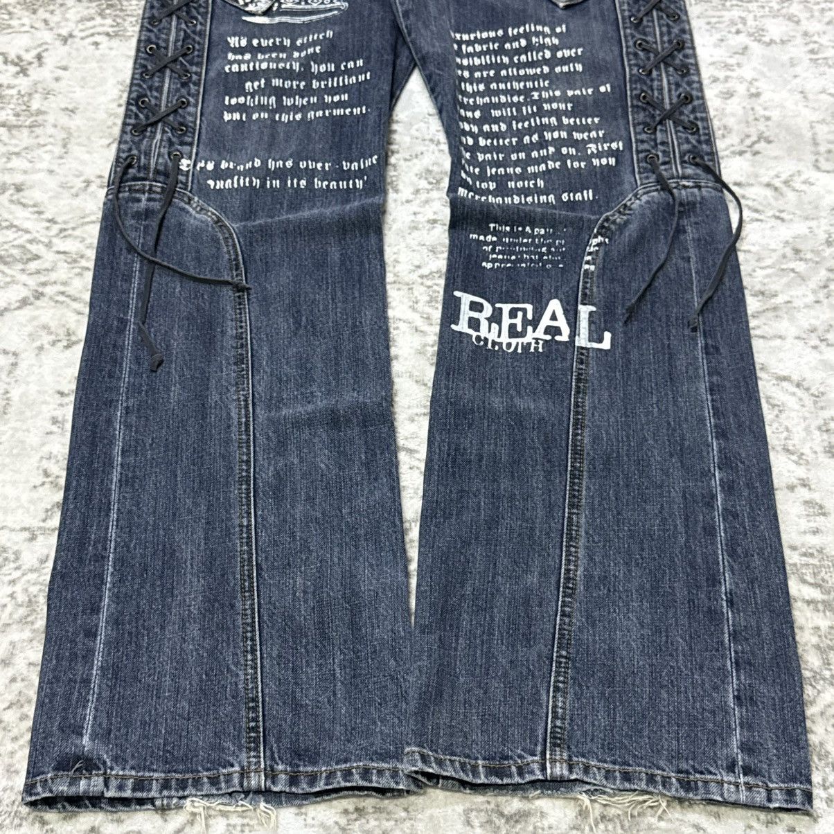 If Six Was Nine Japanese Brand Poems Paneled Lace Up Flare Jeans Size US 34 / EU 50 - 4 Thumbnail