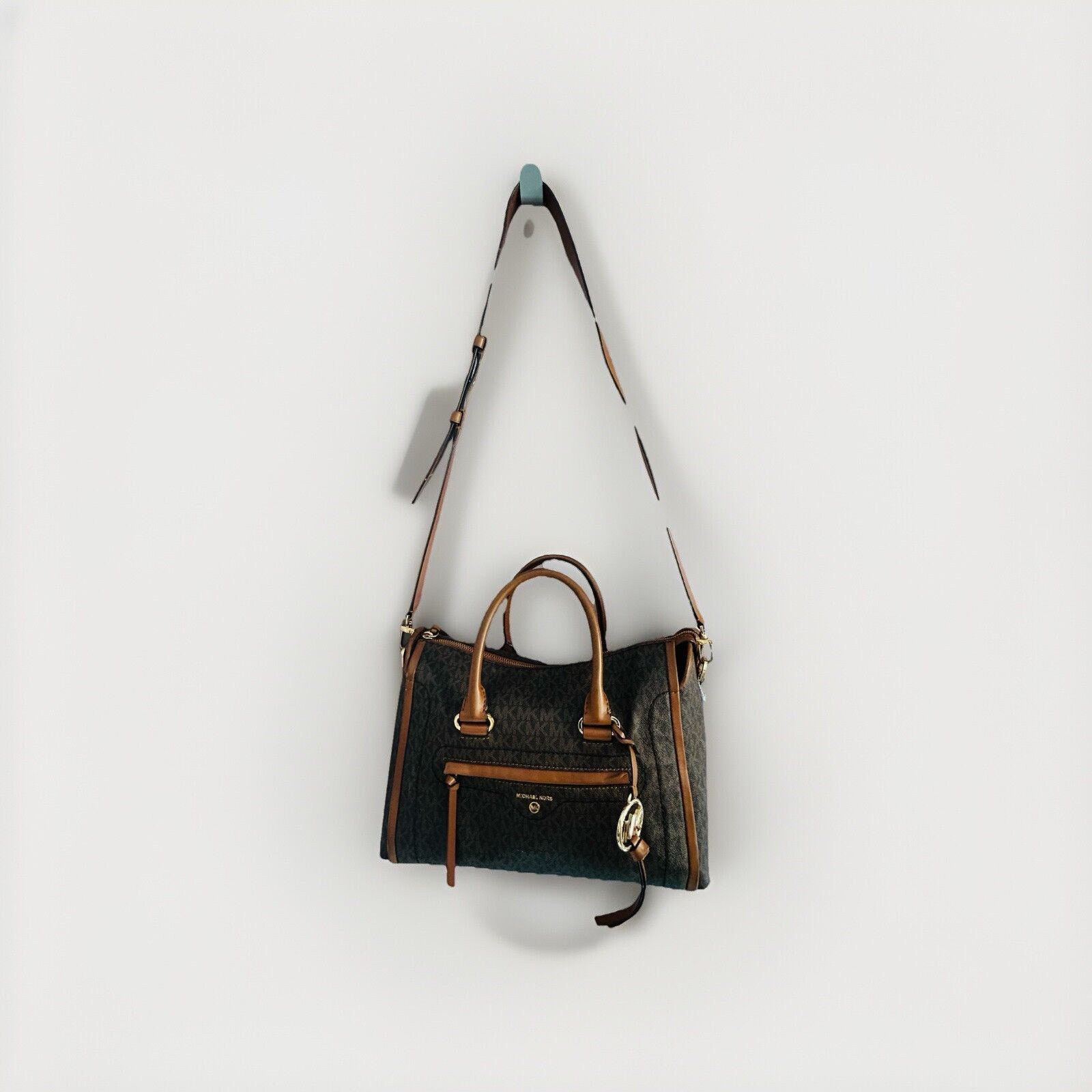 Michael Kors Michael Kors Carine Medium Brown Acorn Gold Satchel Handbag Size ONE SIZE - 2 Thumbnail