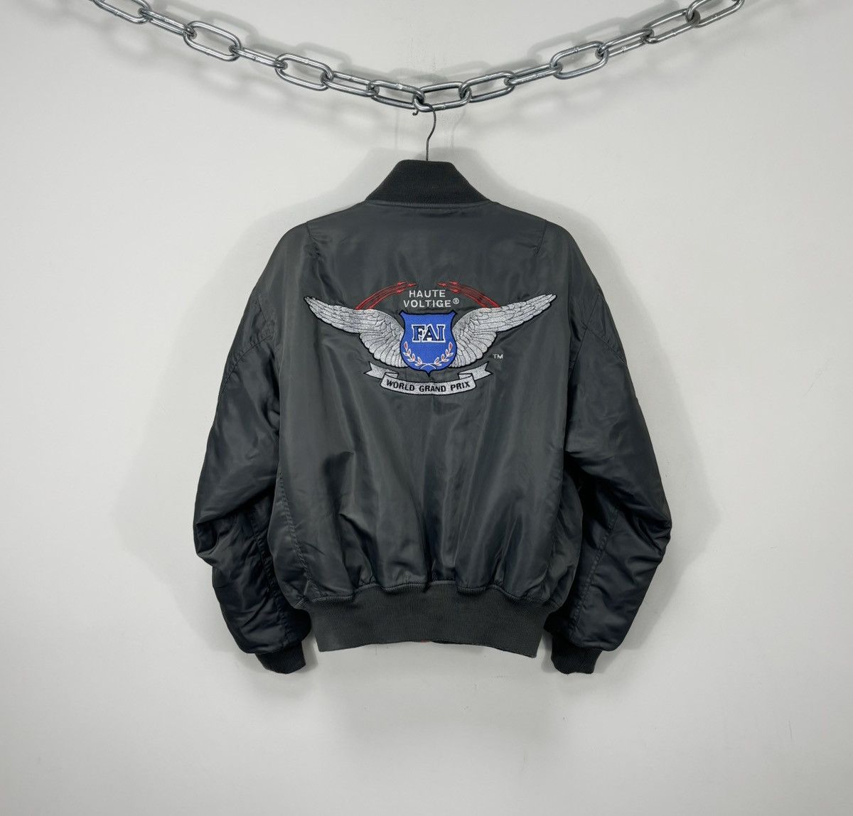 Vintage FAI World Grand Prix Rare Khaki MA-1 Bomber Jacket