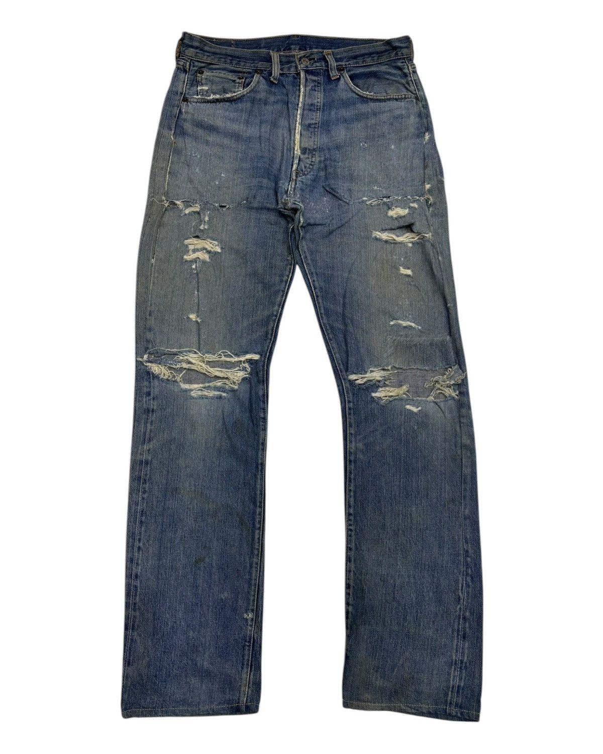 Levi's 70s LEVI'S 501 BIG E button No 6 THRASHED DISTRESSED DENIM Size US 32 / EU 48 - 6 Thumbnail