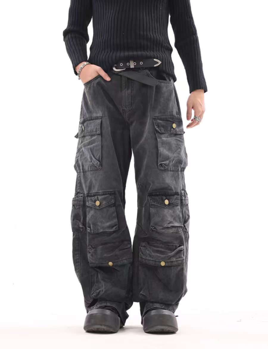 Japanese Brand × Jean Vintage multi-pocket washed wide-leg jeans Size US 30 / EU 46 - 4 Thumbnail