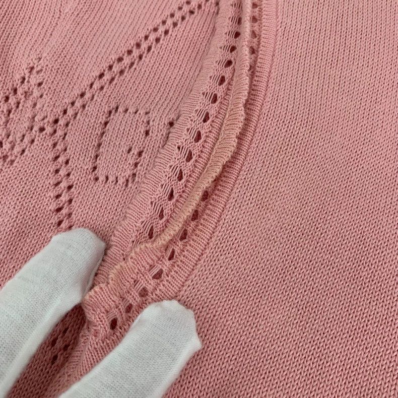 Gucci Gucci Pink cotton V-neck sleeveless hollow knitted dress Size L / US 10 / IT 46 - 9 Thumbnail
