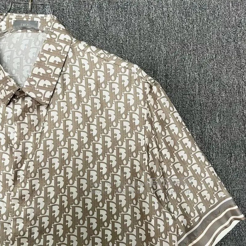 Dior Dior Beige Silk Short Sleeve Shirt . Size US L / EU 52-54 / 3 - 4 Thumbnail