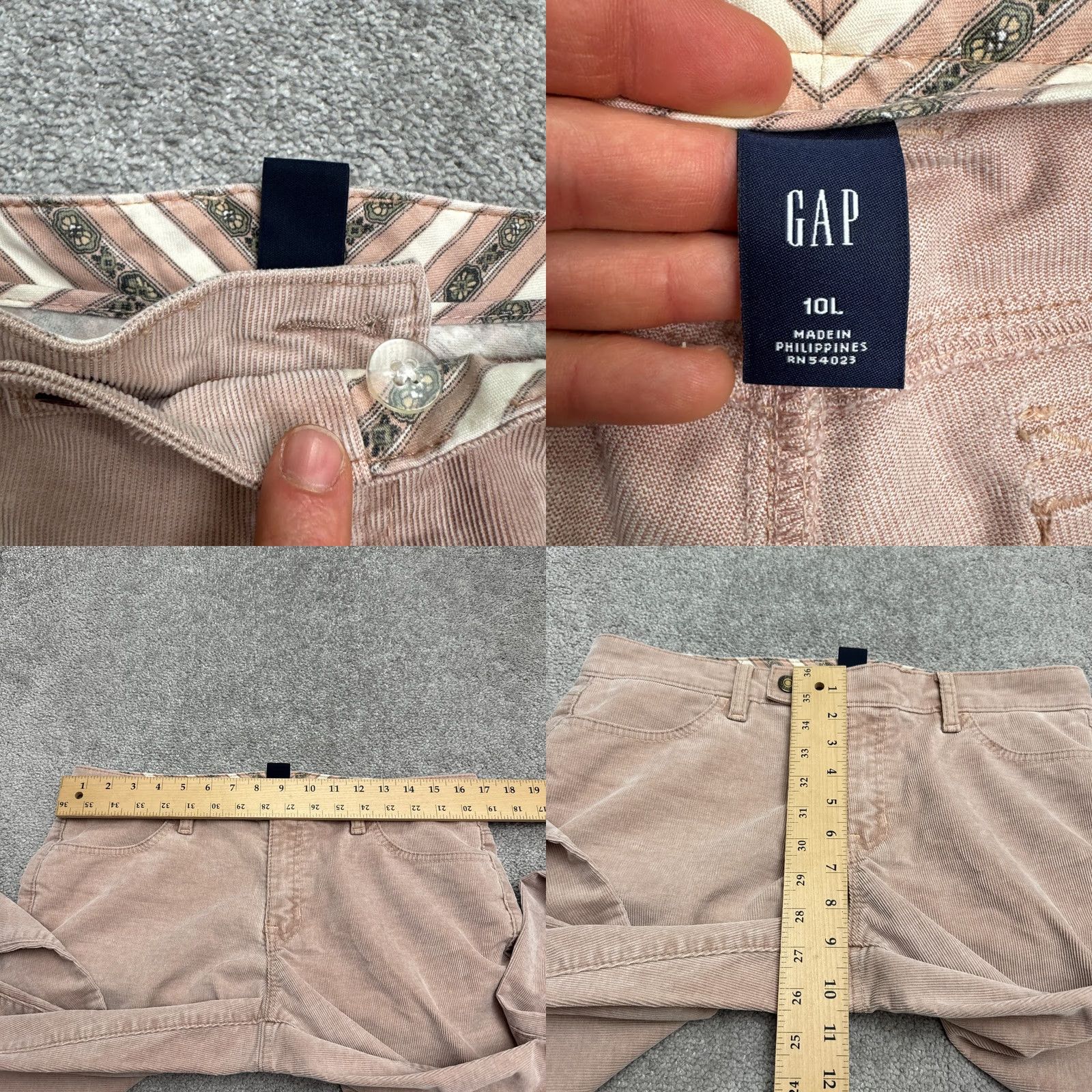 Gap Gap Corduroy Pants Womens 10 Long Pink Mid Rise Stretch Casual Y2K Flared Leg Size 32" / US 10 / IT 46 - 8 Thumbnail