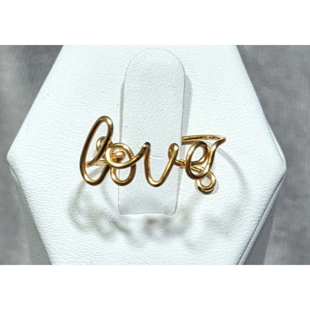 Handmade Handmade Love Wire Wrap Gold Tone Wire Ring Size ONE SIZE - 5 Thumbnail