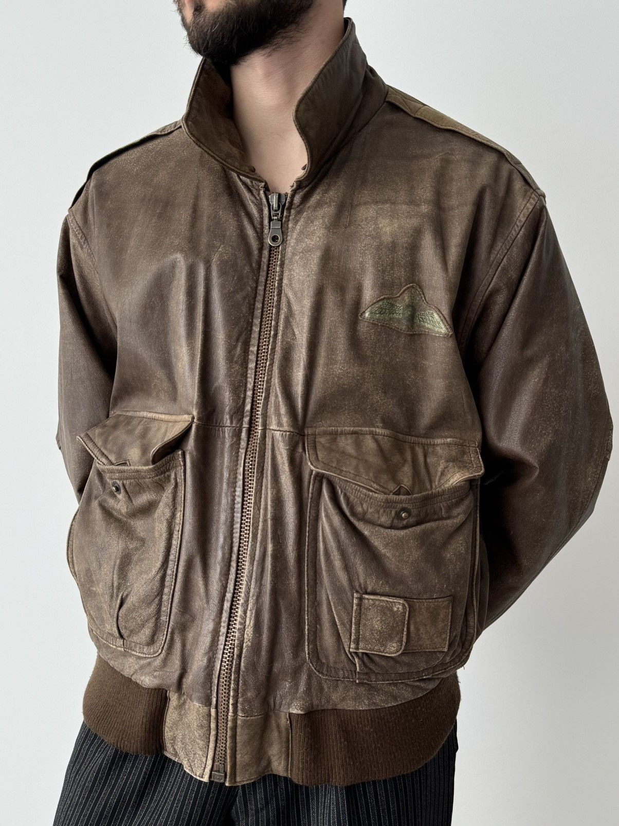 Japanese Brand × Vintage Vintage Aviator A2 Flying Faded Brown Leather Jacket Size US L / EU 52-54 / 3 - 2 Thumbnail