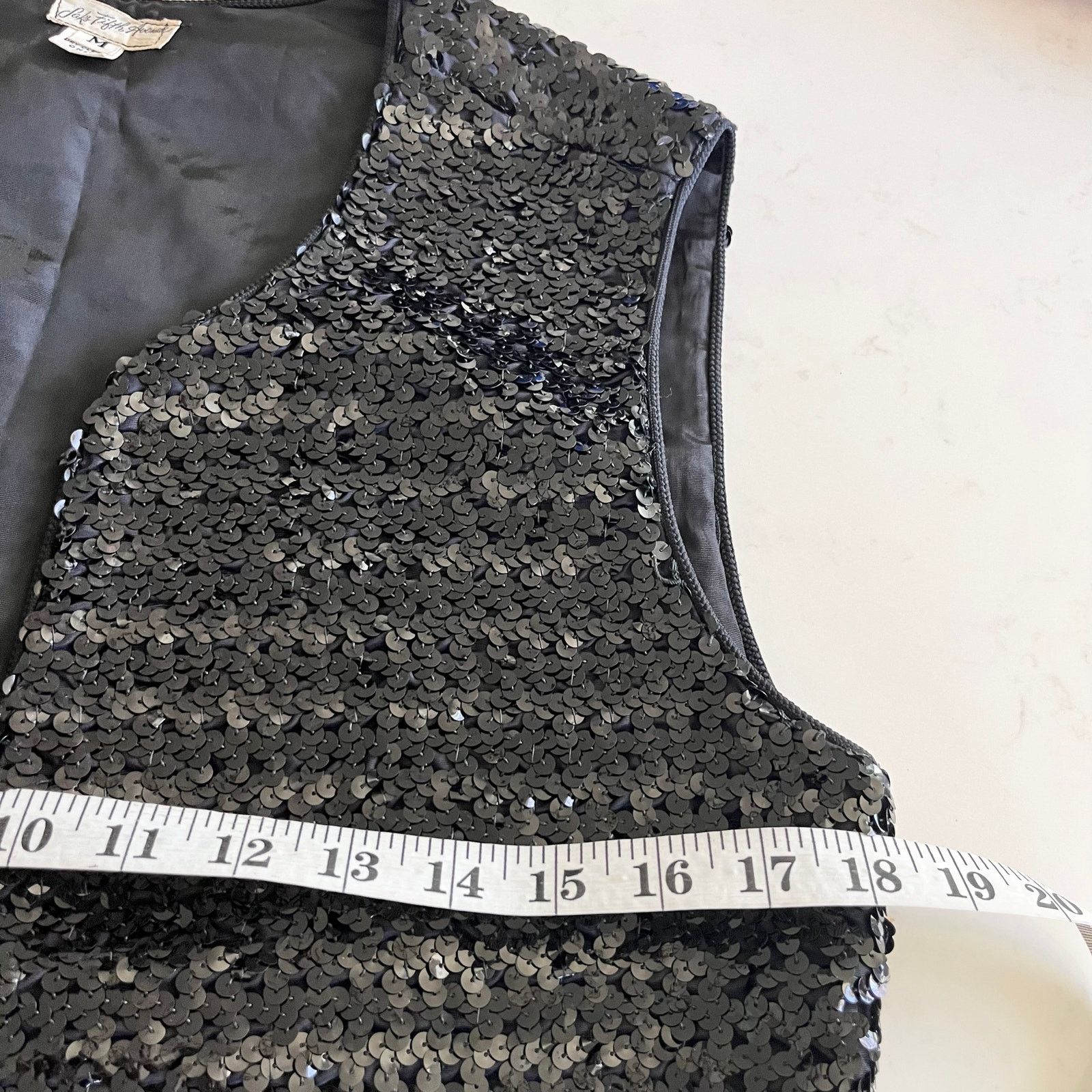 Saks Fifth Avenue Saks Fifth Avenue Vintage Black Sequin Embellished Vest Size M / US 6-8 / IT 42-44 - 7 Thumbnail