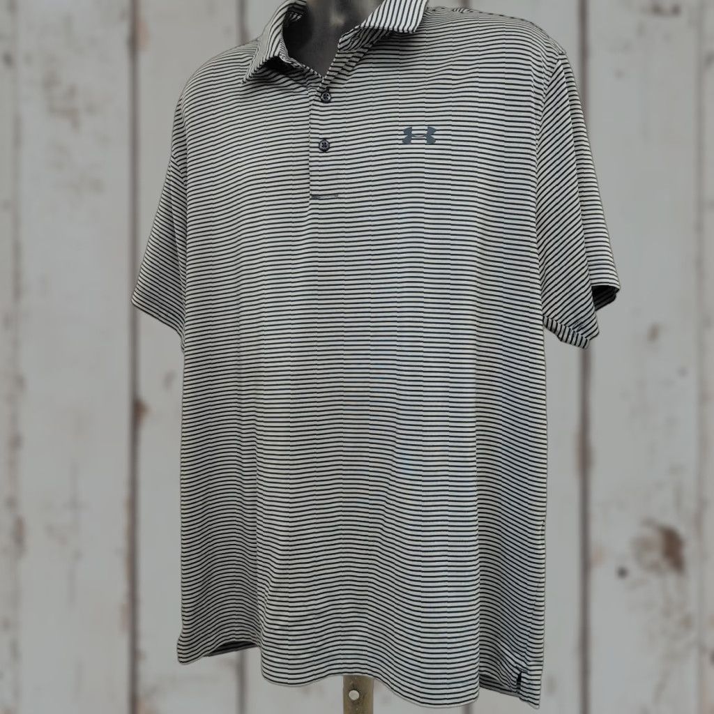 Under Armour Under Armour Polo Shirt Mens 2XL Blue Striped Golf Athleisure Stretch Casual Shirt Size US XXL / EU 58 / 5 - 1 Thumbnail