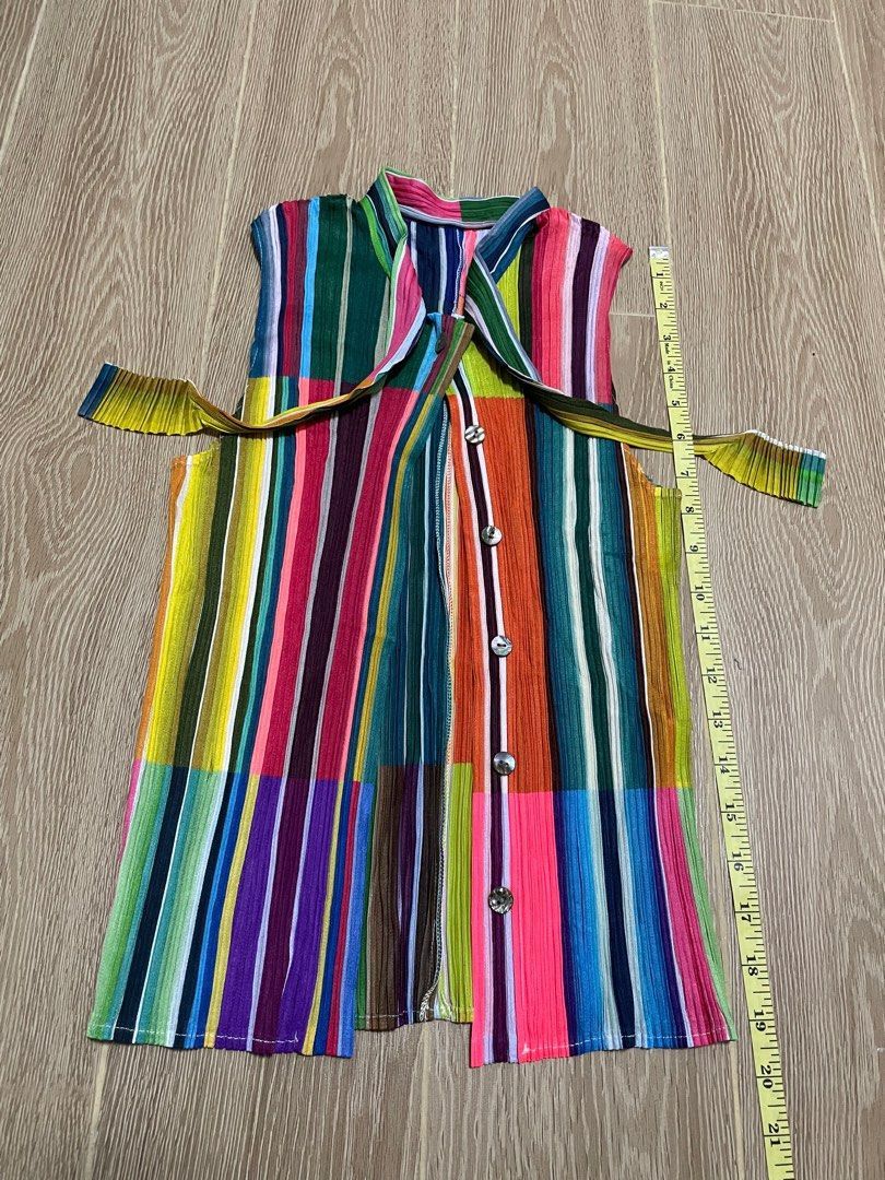 Pleats Please Issey Miyake pleats please multicolor stripe top Size S / US 4 / IT 40 - 1 Thumbnail