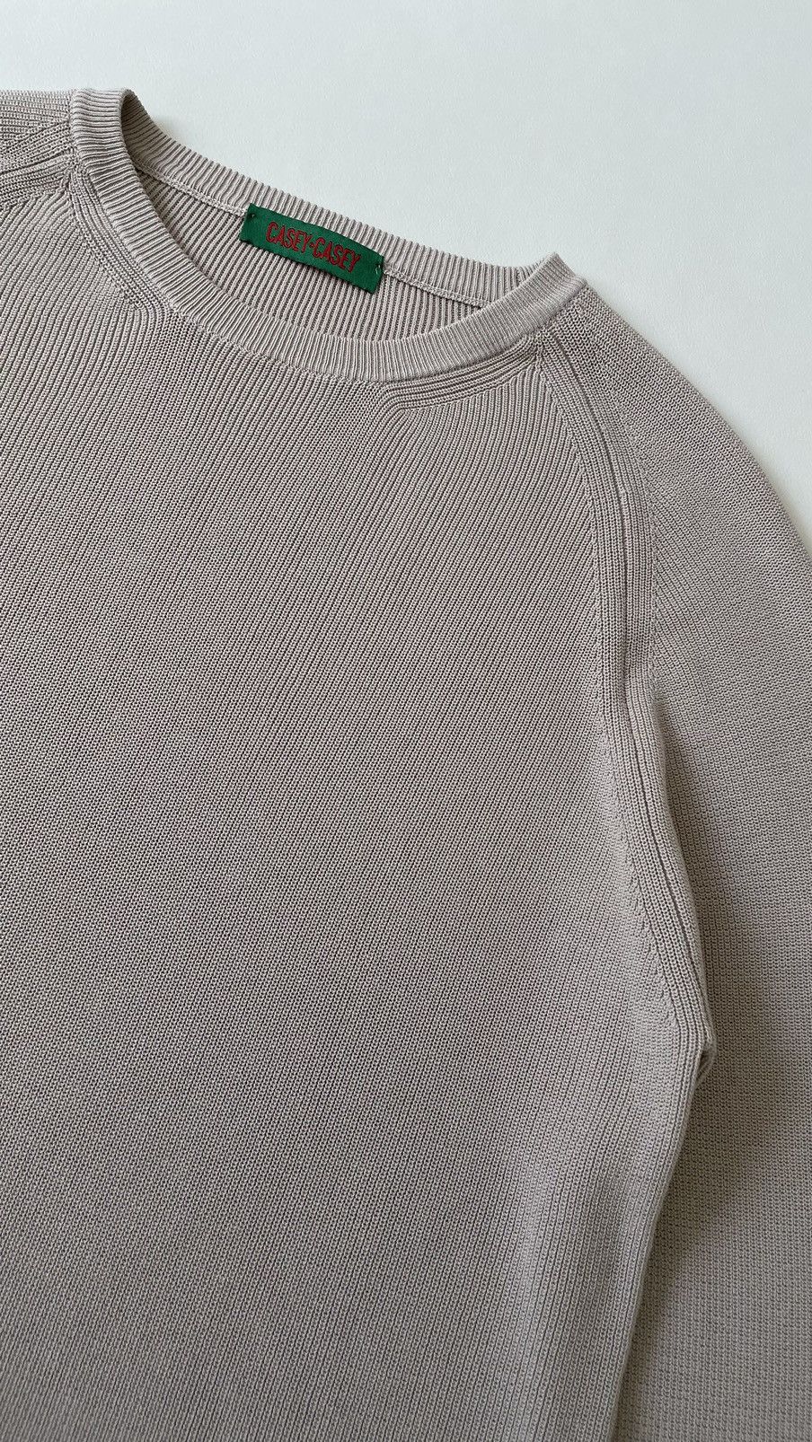 Casey Casey Beige ‘Rib Stitch’ Knit Cotton Sweater Size US XL / EU 56 / 4 - 7 Thumbnail