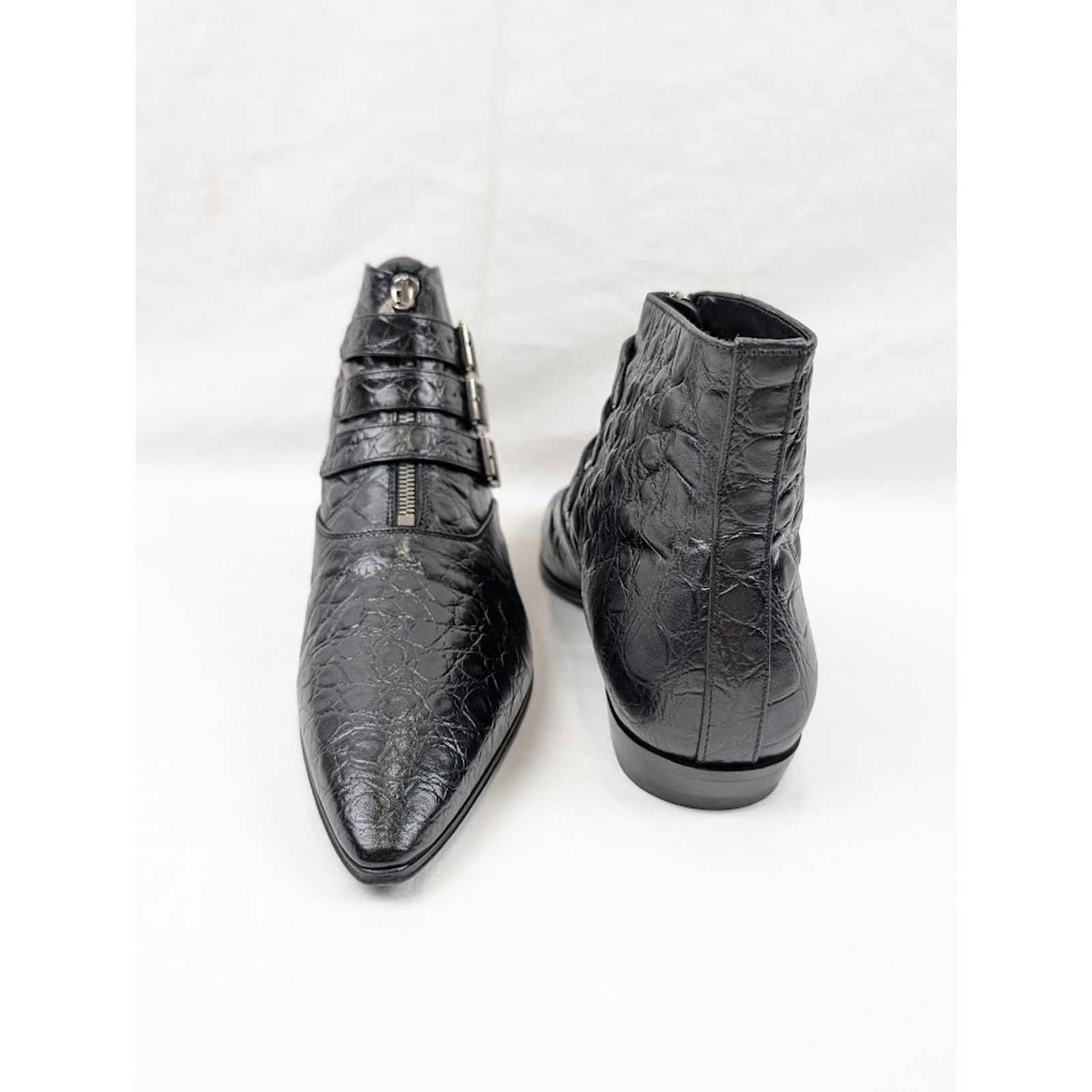 Saint Laurent Paris o1rshd1 Goth 15 Zip Buckle Boots Fake Cocco Yankee in Nero Size US 8.5 / EU 41-42 - 18 Thumbnail