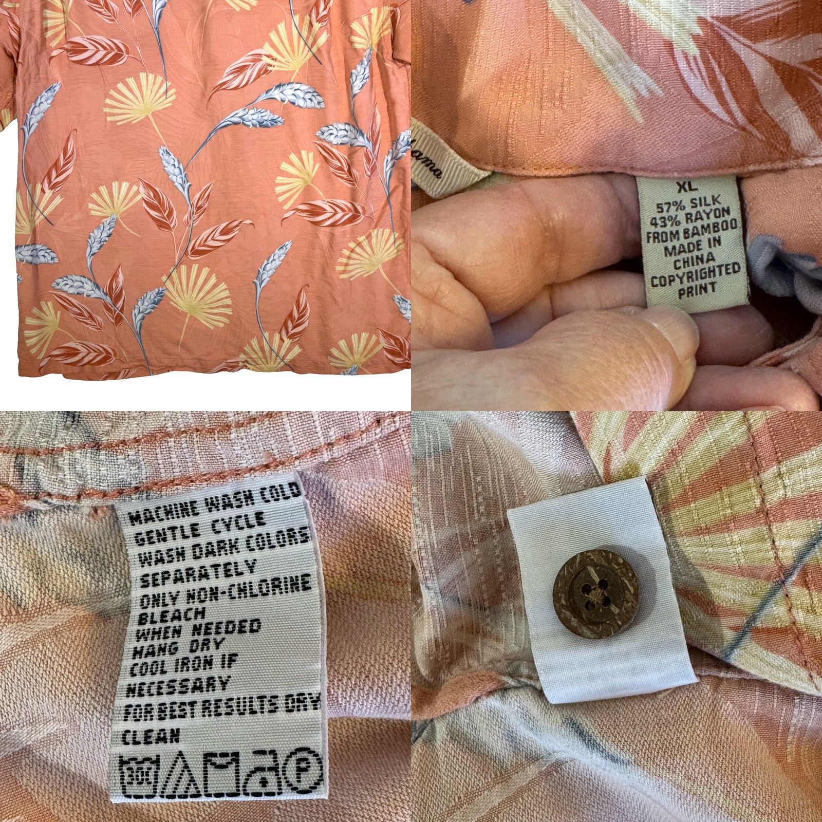 Tommy Bahama Tommy Bahama Silk Shirt Men’s XL Orange Floral Print Short Sleeve Button-Up Shirt Size US XL / EU 56 / 4 - 9 Thumbnail