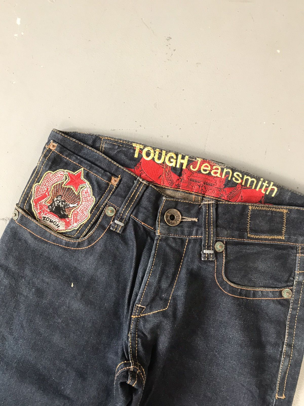 Vintage Vintage tough jeansmith rare embroidered straight fit denim Size US 29 - 5 Thumbnail