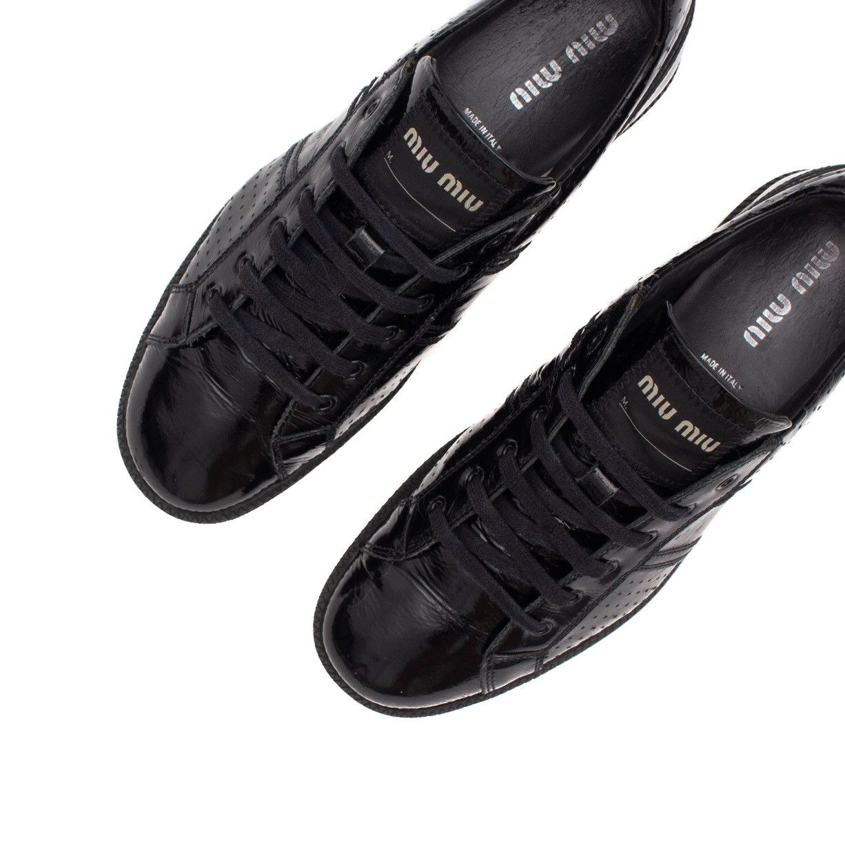 Miu Miu × Prada RARE MIU MIU GAT Patient Leather Low Top Sneaker Black US:9 Size US 9 / EU 42 - 12 Thumbnail