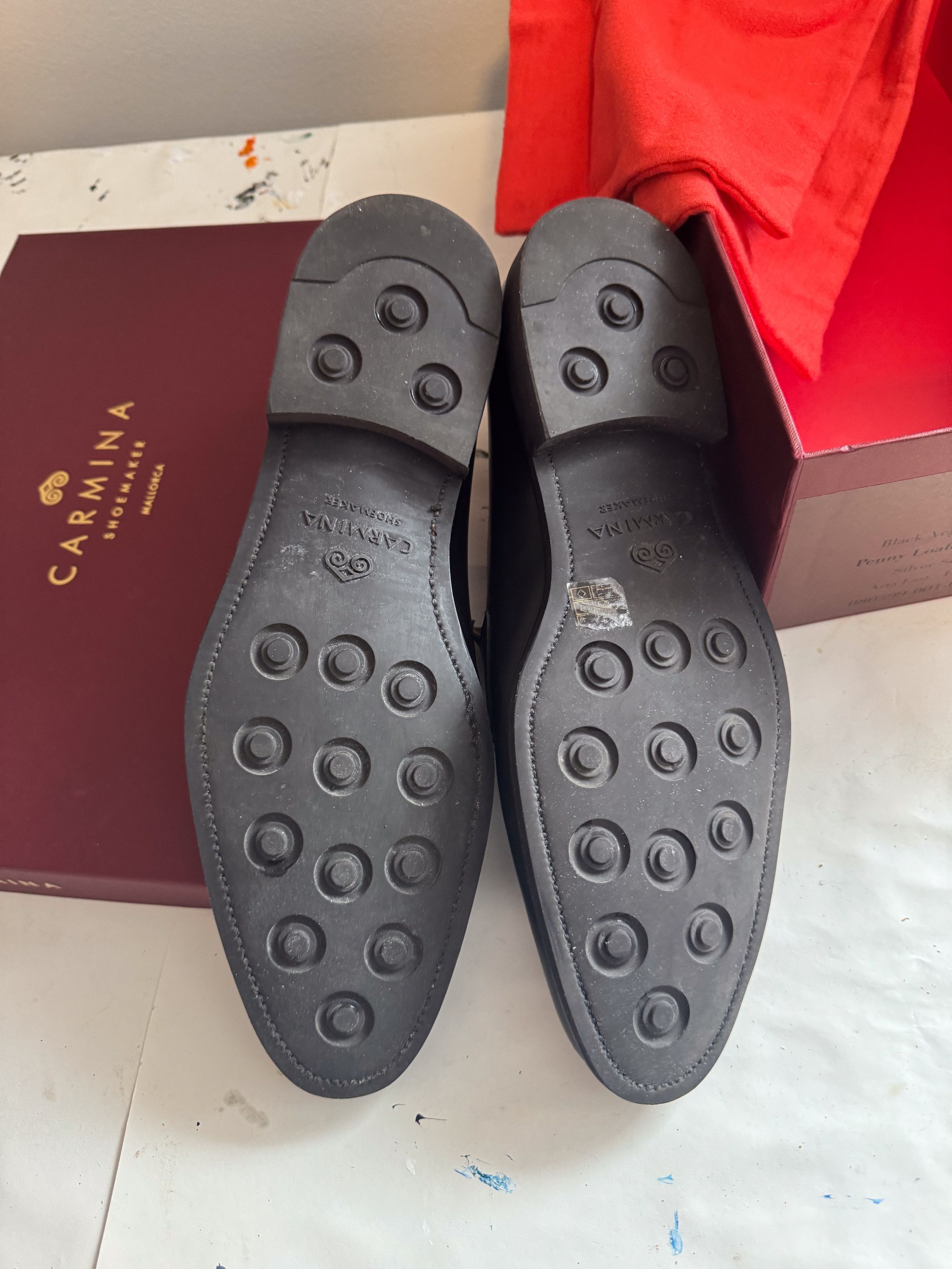 Carmina Penny Loafers 80599 - 12 (Tag 12.5) - Black Leather, Rubber Size US 12 / EU 45 - 6 Thumbnail