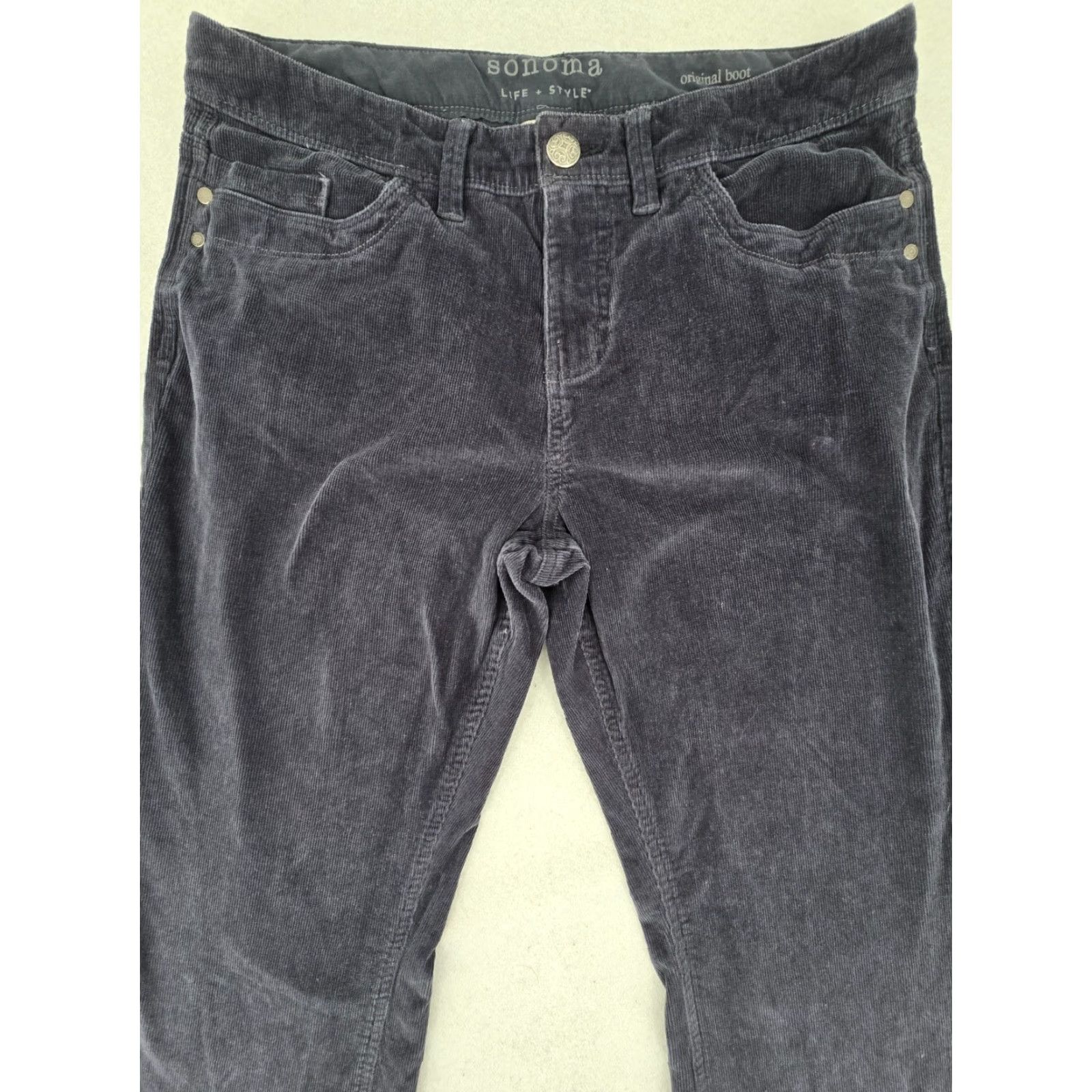 Vintage Sonoma Blue Corduroy Pants Women's 10 Straight Leg Flat Front Zip Button Pockets 30in Inseam Regular Rise Vintage: No Size 32" / US 10 / IT 46 - 6 Thumbnail