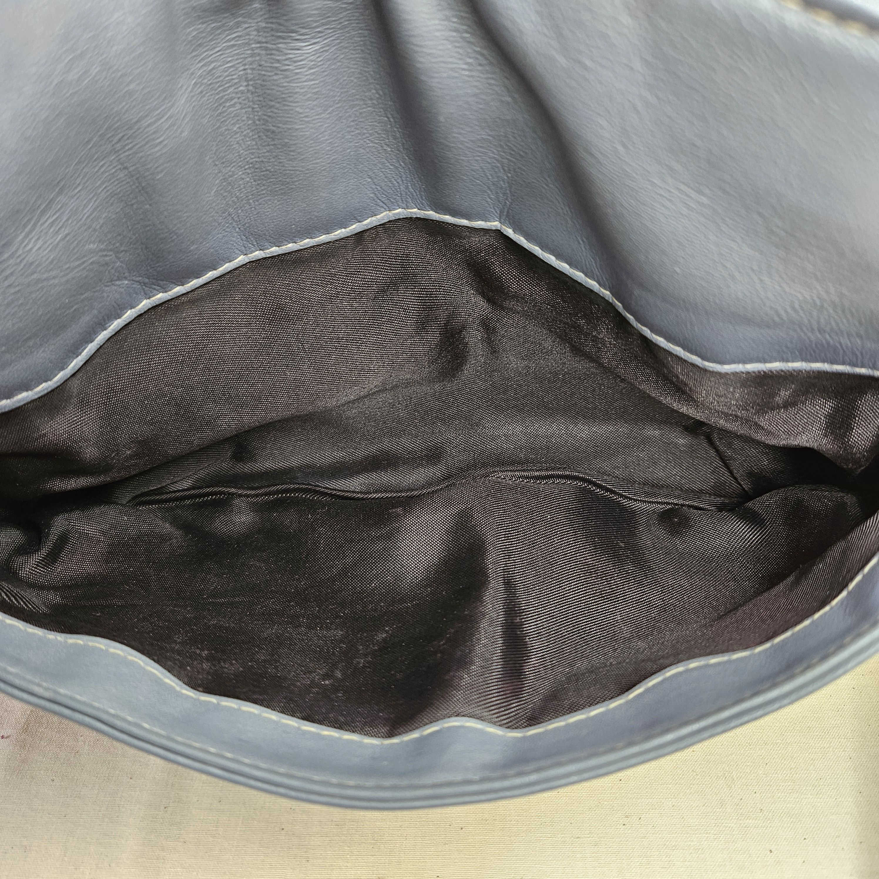 Other Crossbody 11x7.5" Bag Vintage Leather Blue Grey Purse Zipper Size ONE SIZE - 12 Thumbnail
