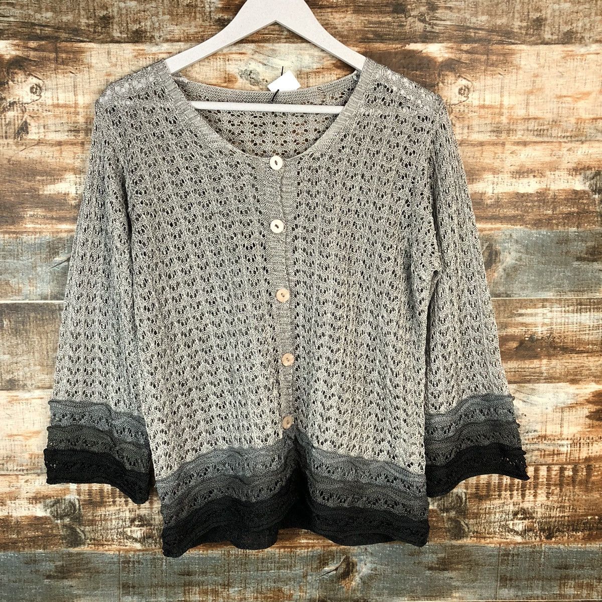 Japanese Brand Japanese Brand Grey Cardigan Knitwear #A1637 Size M / US 6-8 / IT 42-44 - 3 Thumbnail