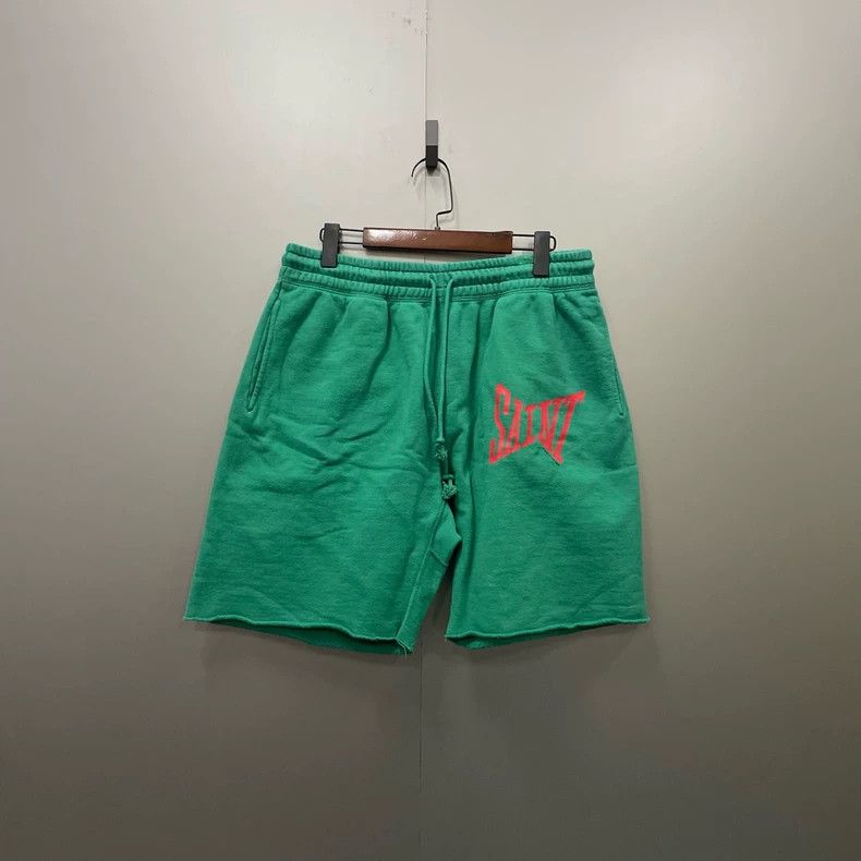 Saint Michael Saint Michael Embroidered Shorts in Green Size US 32 / EU 48 - 1 Thumbnail
