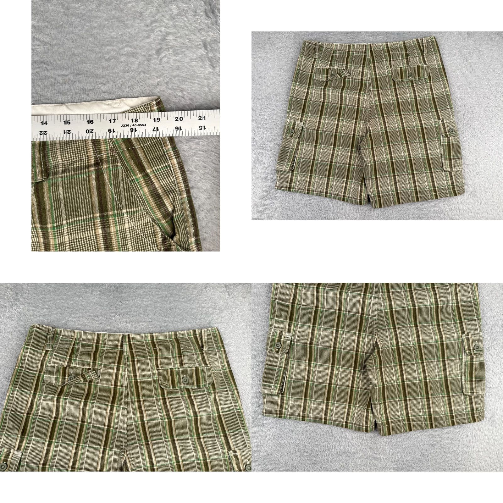 Vintage Sofich Mens Shorts Cargo Plaid Green 40 Cotton Blend Hike Skate Casual 9" Size US 40 / EU 56 - 9 Thumbnail