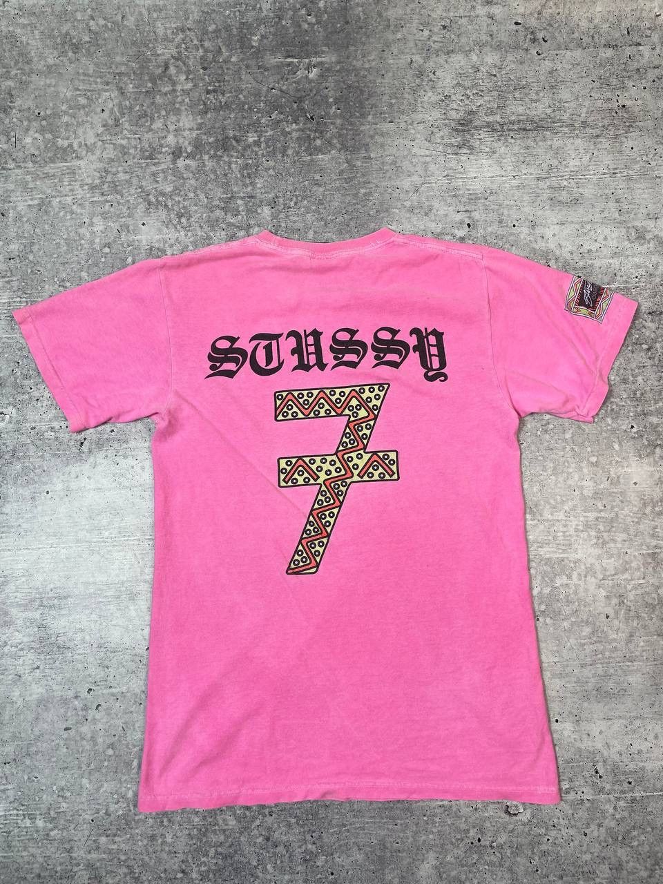 Stussy Vintage Stussy 7 Big Logo Pink Tee T-Shirt Y2K Size US S / EU 44-46 / 1 - 6 Thumbnail