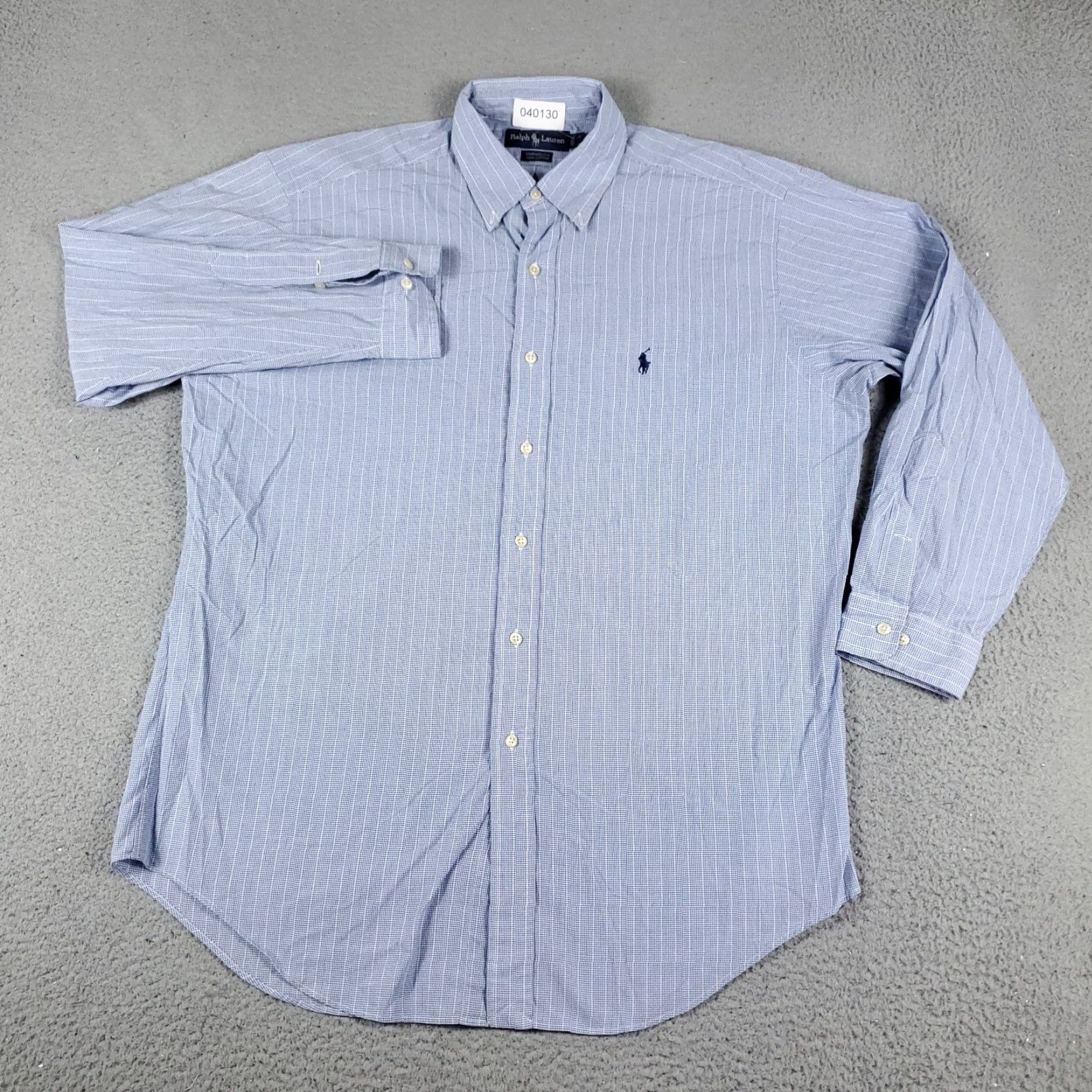 Ralph Lauren Ralph Lauren Dress Shirt Mens 16 Blue Striped Long Sleeve Button-Up Regular Fit Size 42R - 3 Thumbnail