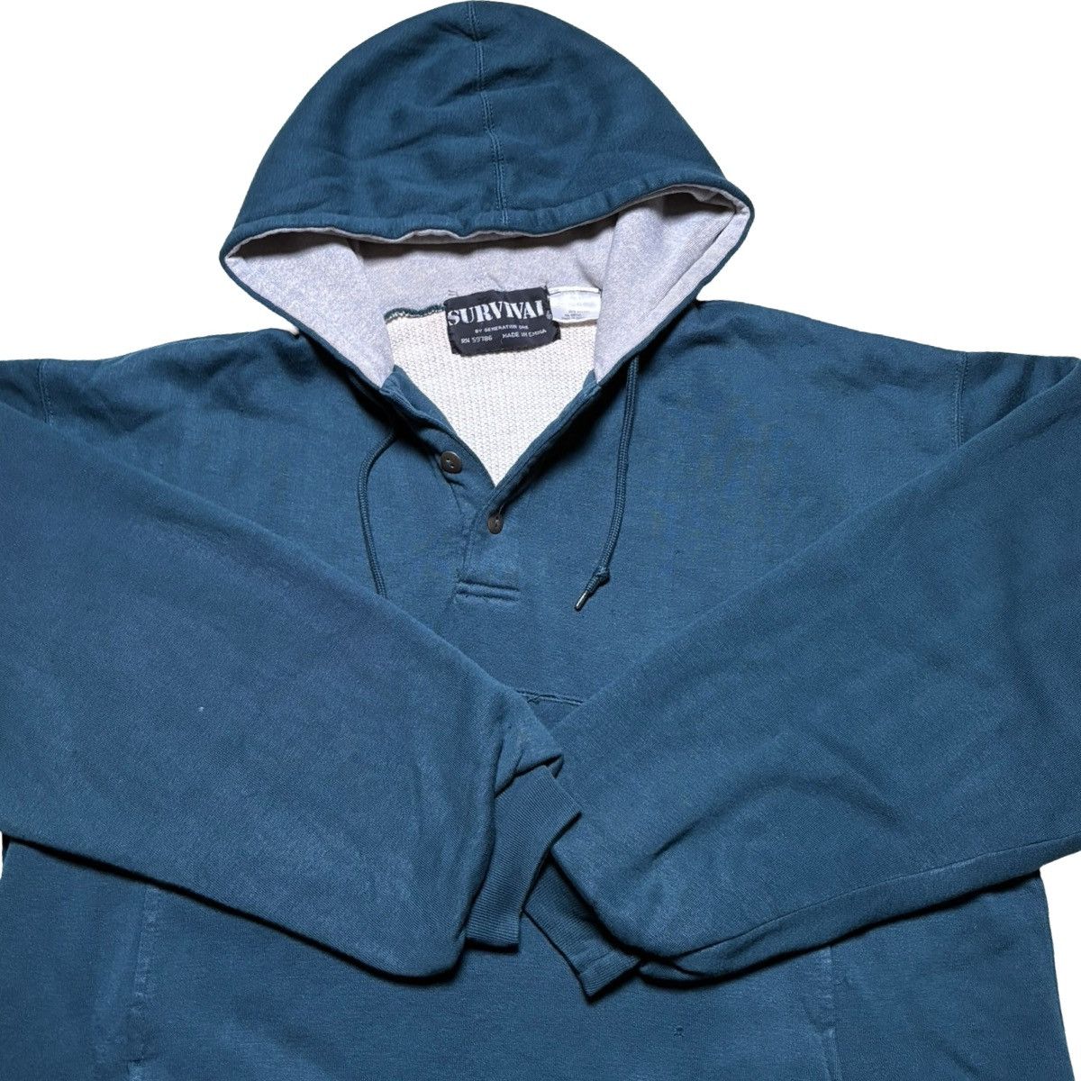 Other Vintage 90s Thermal Lined Henley Hoodie Sweatshirt Waffle L Size US L / EU 52-54 / 3 - 5 Thumbnail