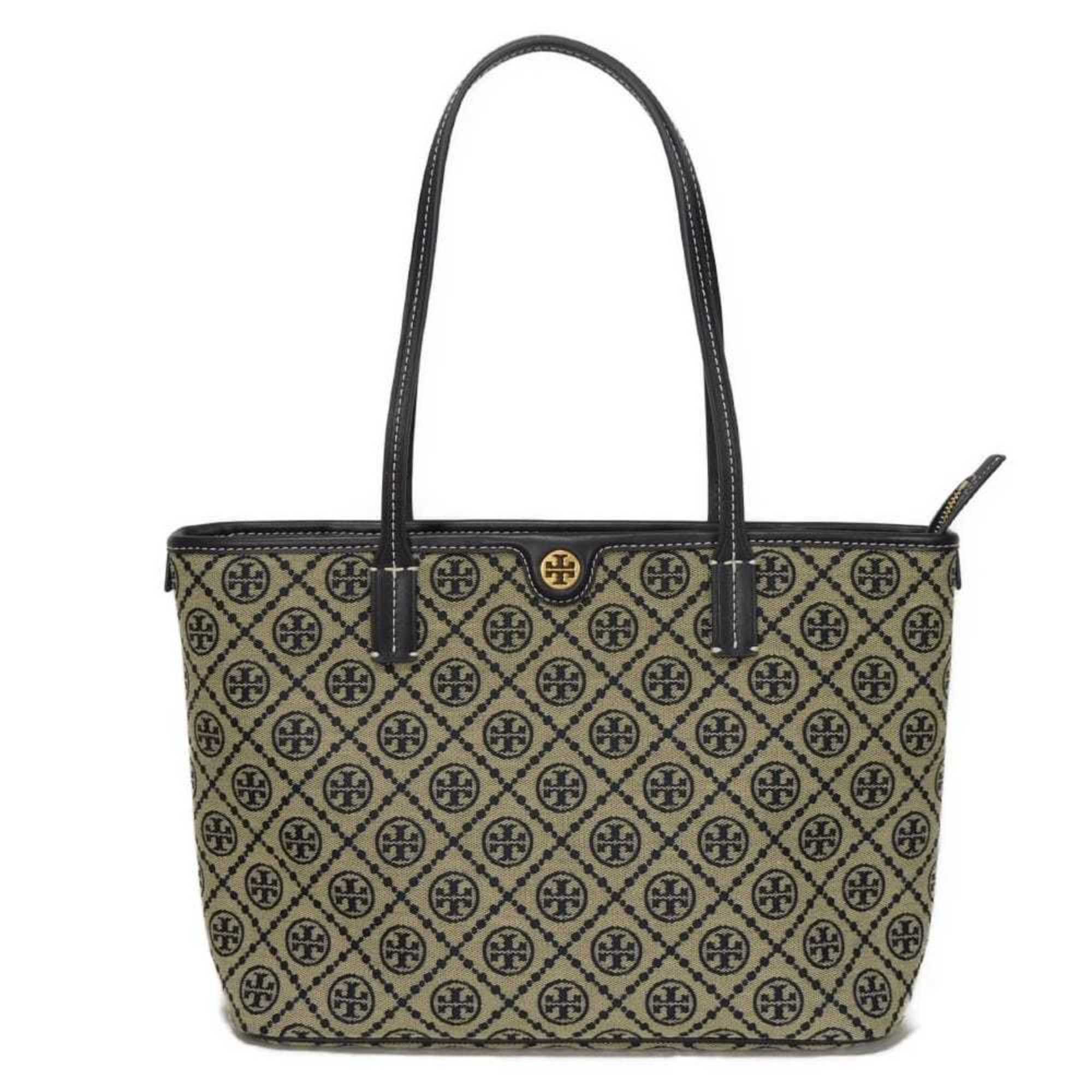 Tory Burch T Monogram Small Zip Tote Shoulder Bag with Double Logo and Jacquard Design in Navy Blue (152299) - Unused Men's Women's