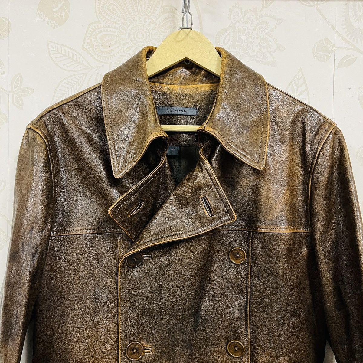 Genuine Leather × John Varvatos JOHN VARVATOS GOAT LEATHER TRENCH COAT ITALY SIZE 52 Size US L / EU 52-54 / 3 - 24 Thumbnail