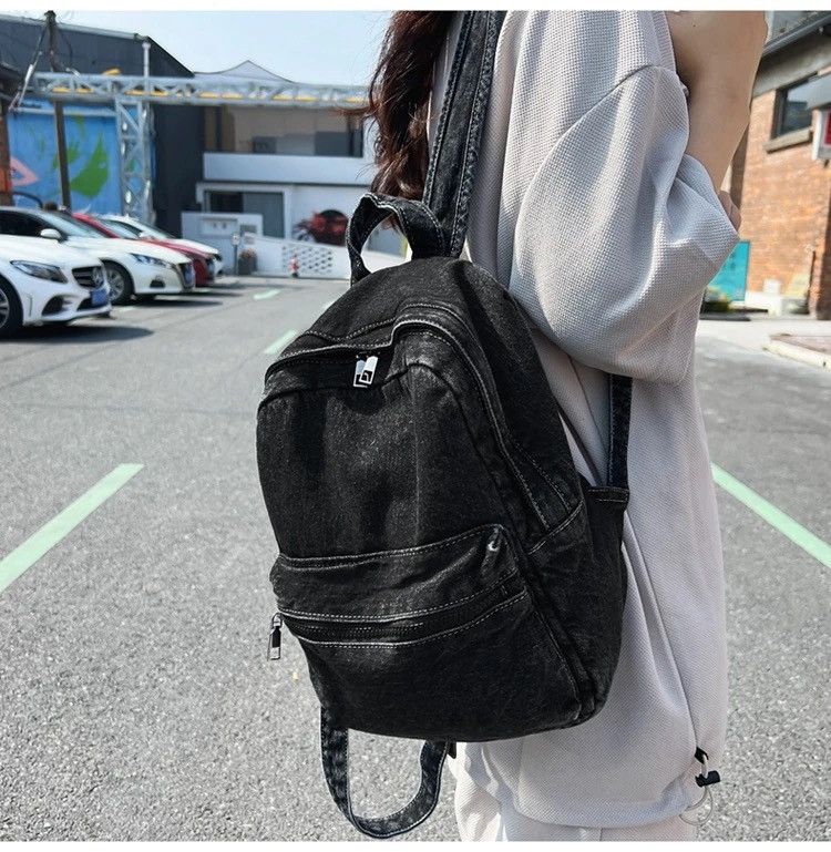 Japanese Brand Sewing Thread Zippered Denim Backpack Size ONE SIZE - 1 Thumbnail