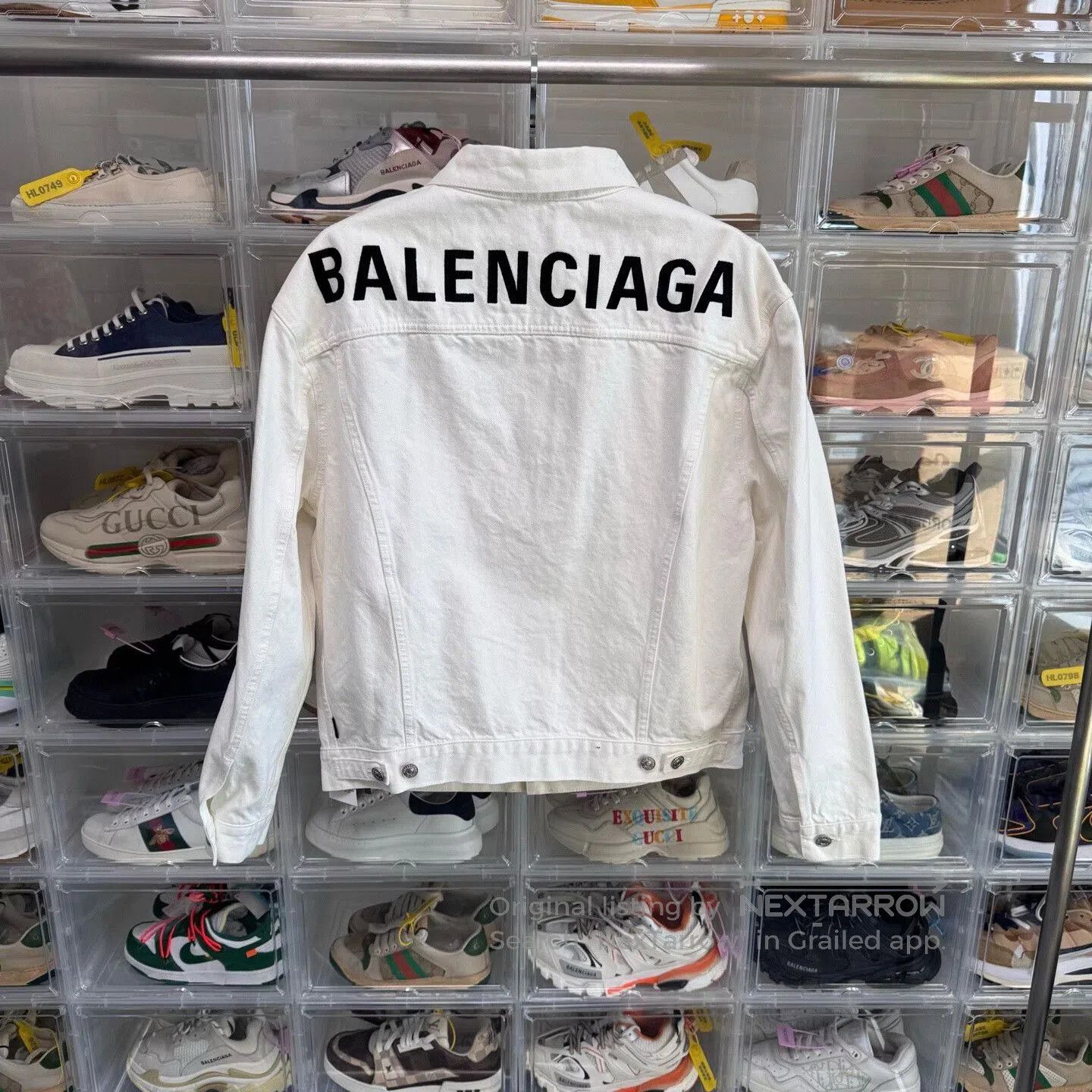 Balenciaga balenciaga white denim jacket with logo. Size US L / EU 52-54 / 3 - 2 Thumbnail