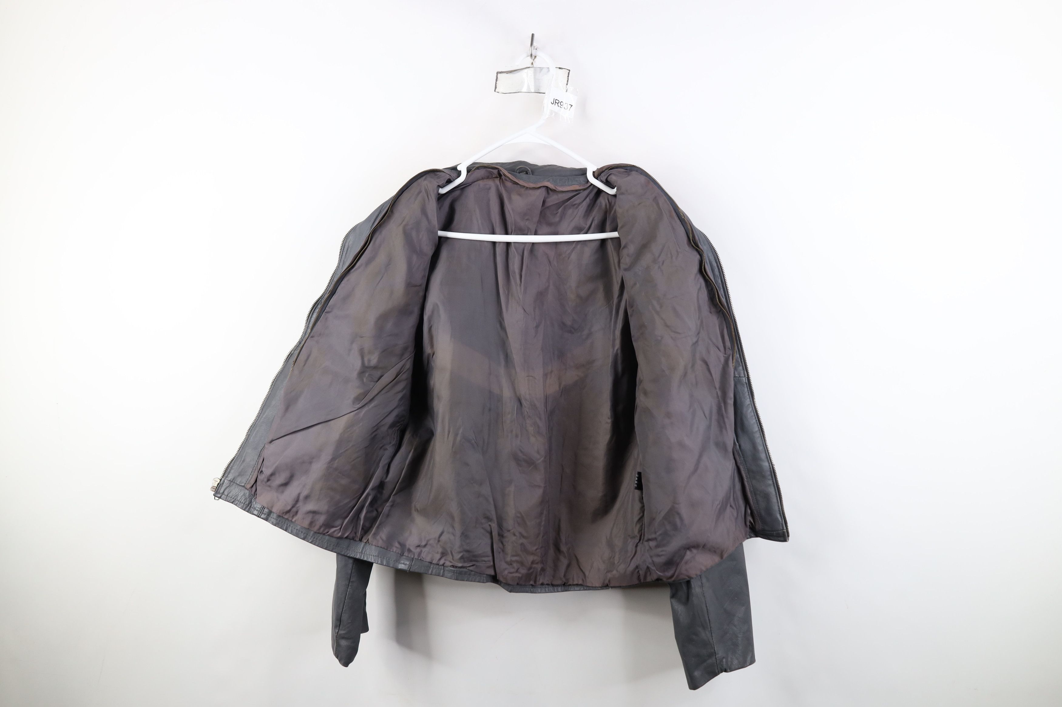 Vintage Vintage 80s 90s Streetwear Leather Racer Bomber Jacket Gray Size US XL / EU 56 / 4 - 11 Thumbnail