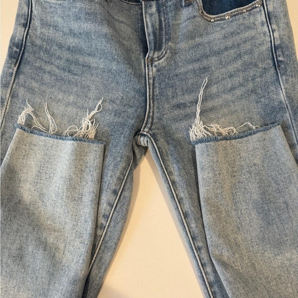 Paige PAIGE Verdugo Ankle Skinny Jeans Raw Hem Two Tone Studded 26 Size 26" / US 2 / IT 38 - 6 Thumbnail