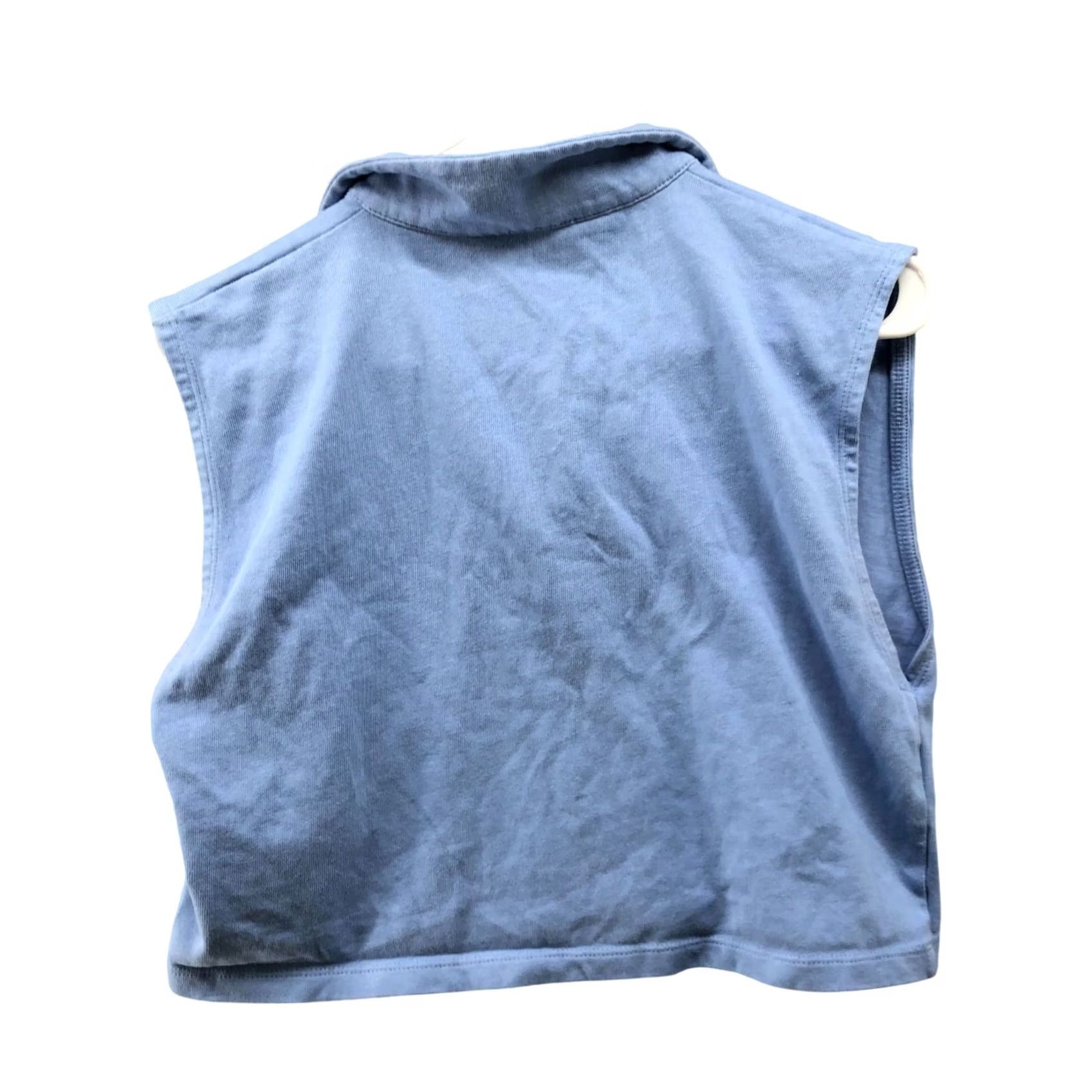 Zara Zara Polo Shirt Womens M Blue Cropped Cotton Sleeveless Preppy Short Sleeve Shirt Polo Cropped Knit Button Casual Summer Spring Regular Fit Womens Size M / US 6-8 / IT 42-44 - 2 Thumbnail