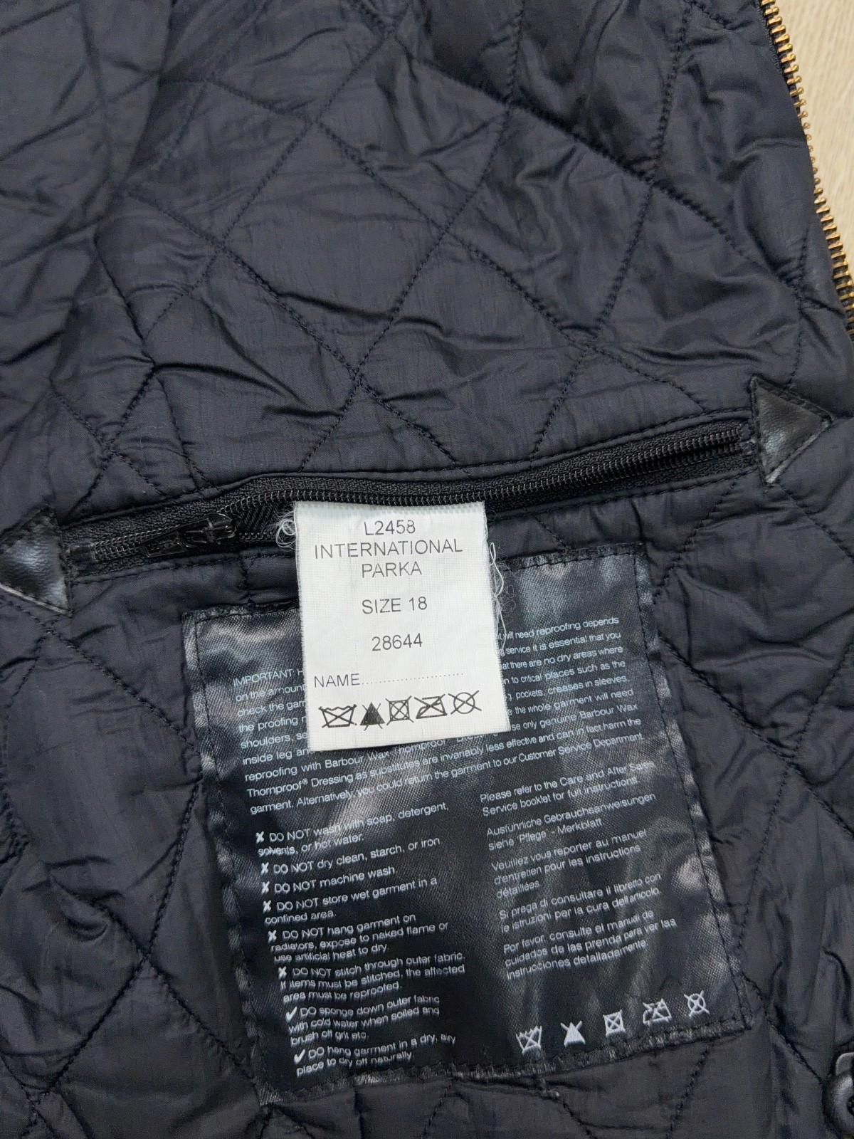 Barbour Womens Barbour International Wax Parka Jacket UK 18 US 14 Size XL / US 12-14 / IT 48-50 - 9 Thumbnail