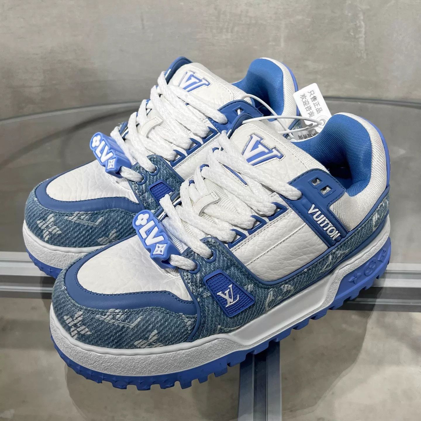 Louis Vuitton LV Trainer Maxi WhtBl Dnm Clefable UK3/37 YH24731 Size US 6.5 / IT 36.5 - 2 Thumbnail